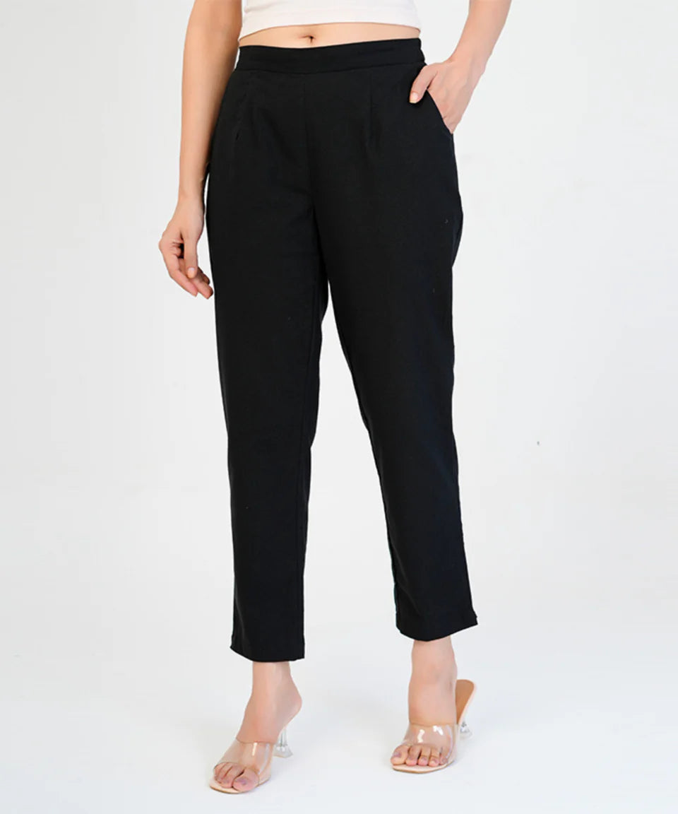 Chic High-Rise Tailored Ankle-Length Pants