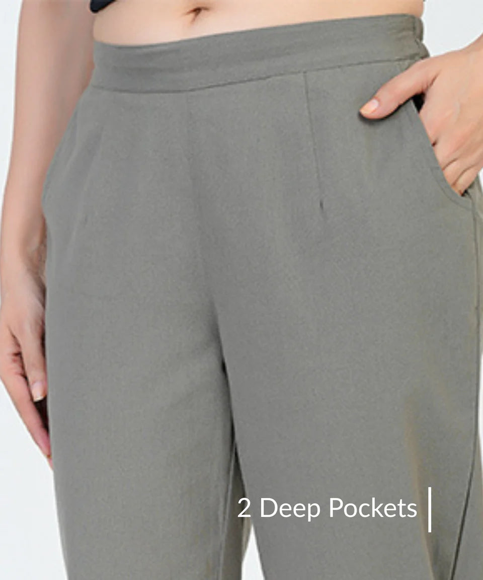 Chic High-Rise Tailored Ankle-Length Pants