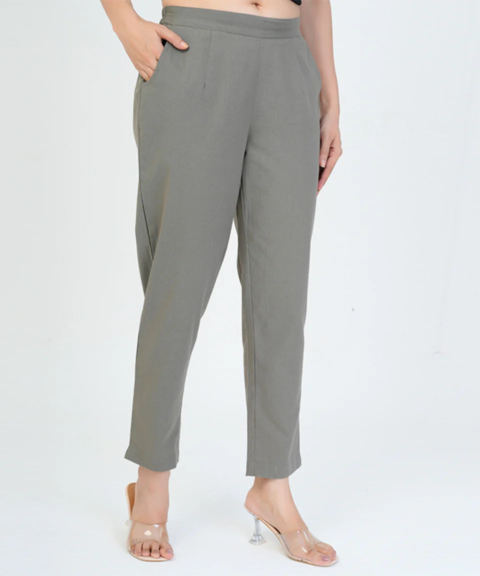 Chic High-Rise Tailored Ankle-Length Pants