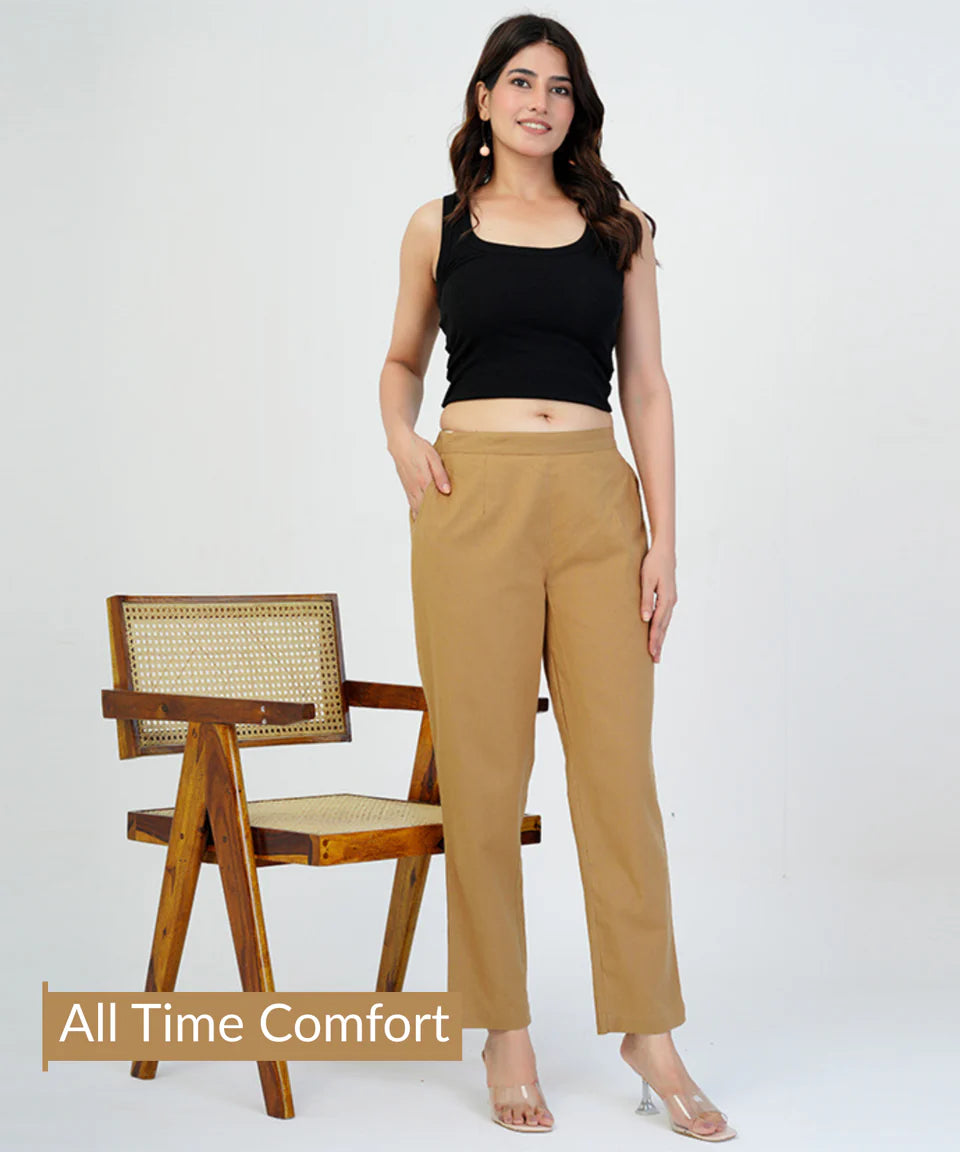 Chic High-Rise Tailored Ankle-Length Pants