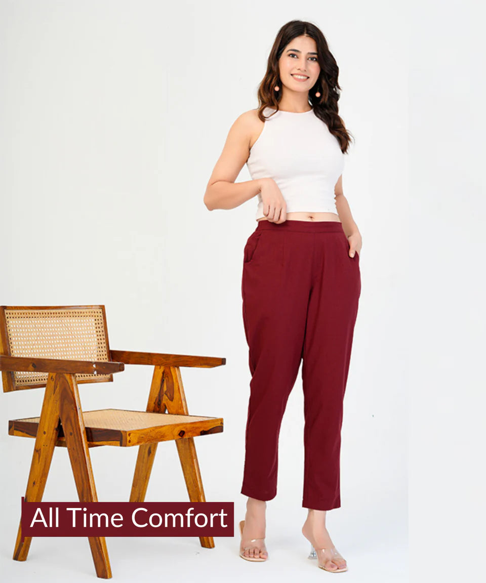 Chic High-Rise Tailored Ankle-Length Pants