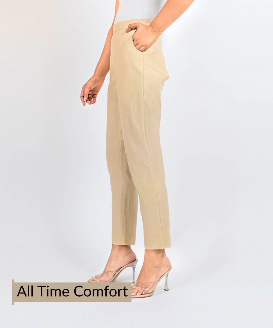 Chic High-Rise Tailored Ankle-Length Pants