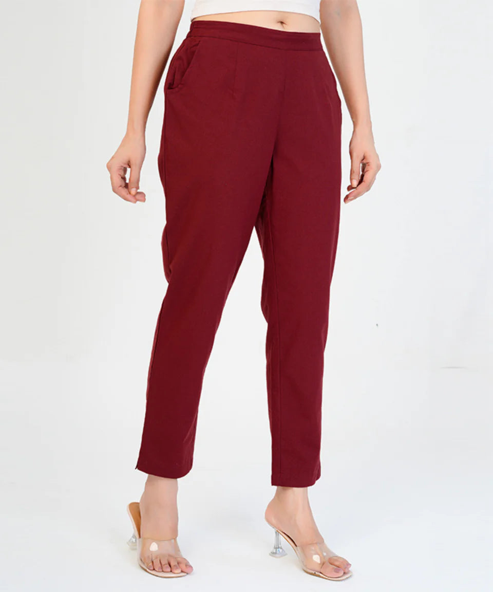 Chic High-Rise Tailored Ankle-Length Pants