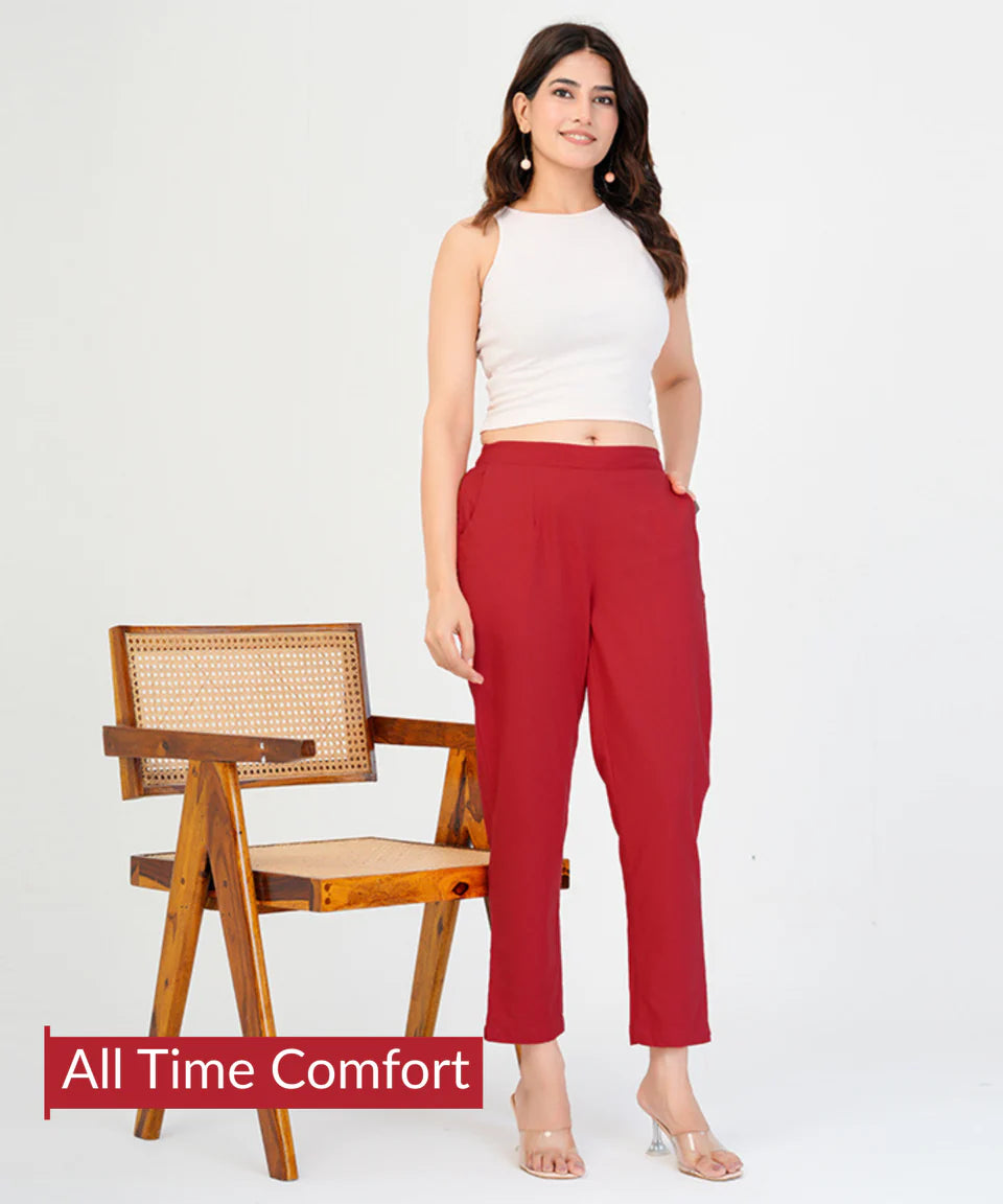 Chic High-Rise Tailored Ankle-Length Pants