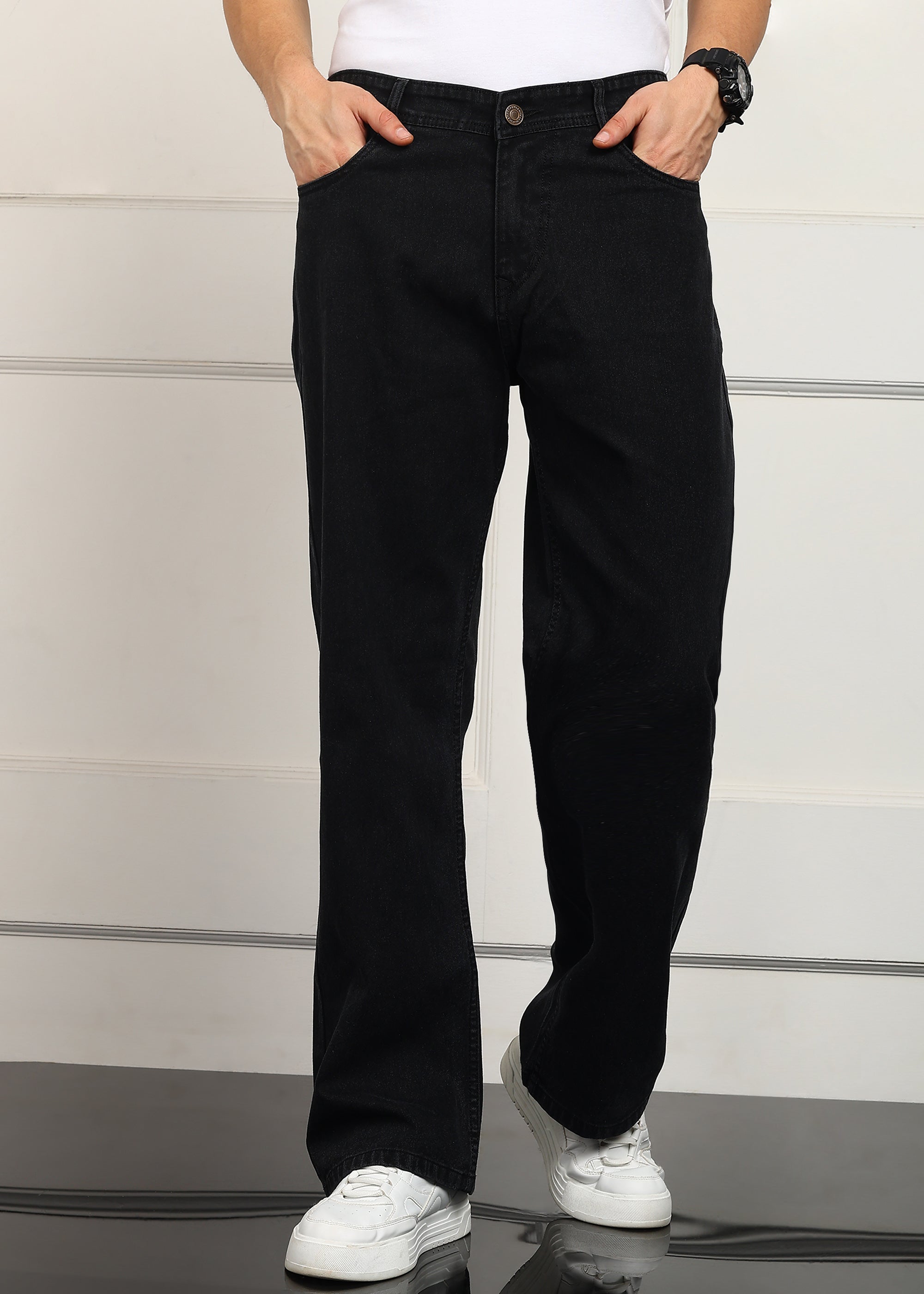 Fashionistaa Loose Fit Men Black Jeans