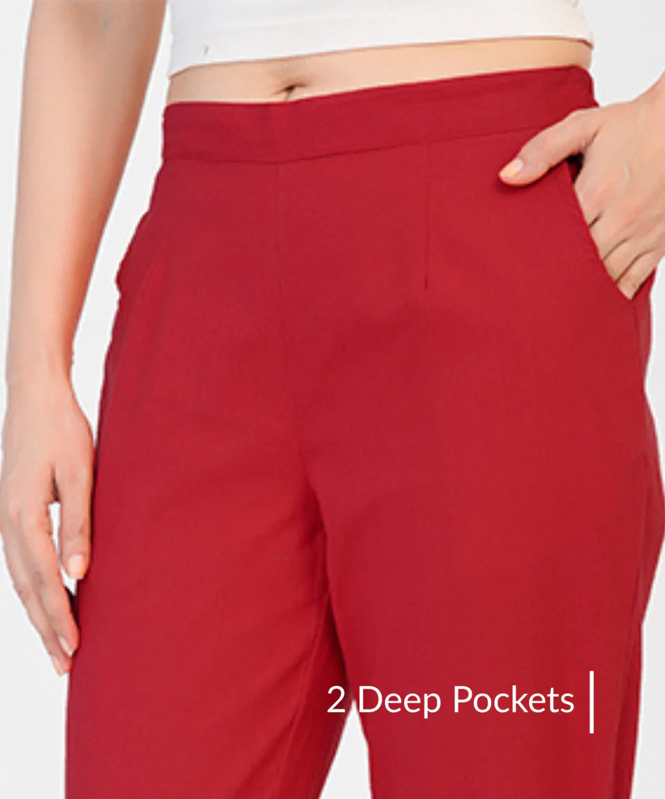 Chic High-Rise Tailored Ankle-Length Pants