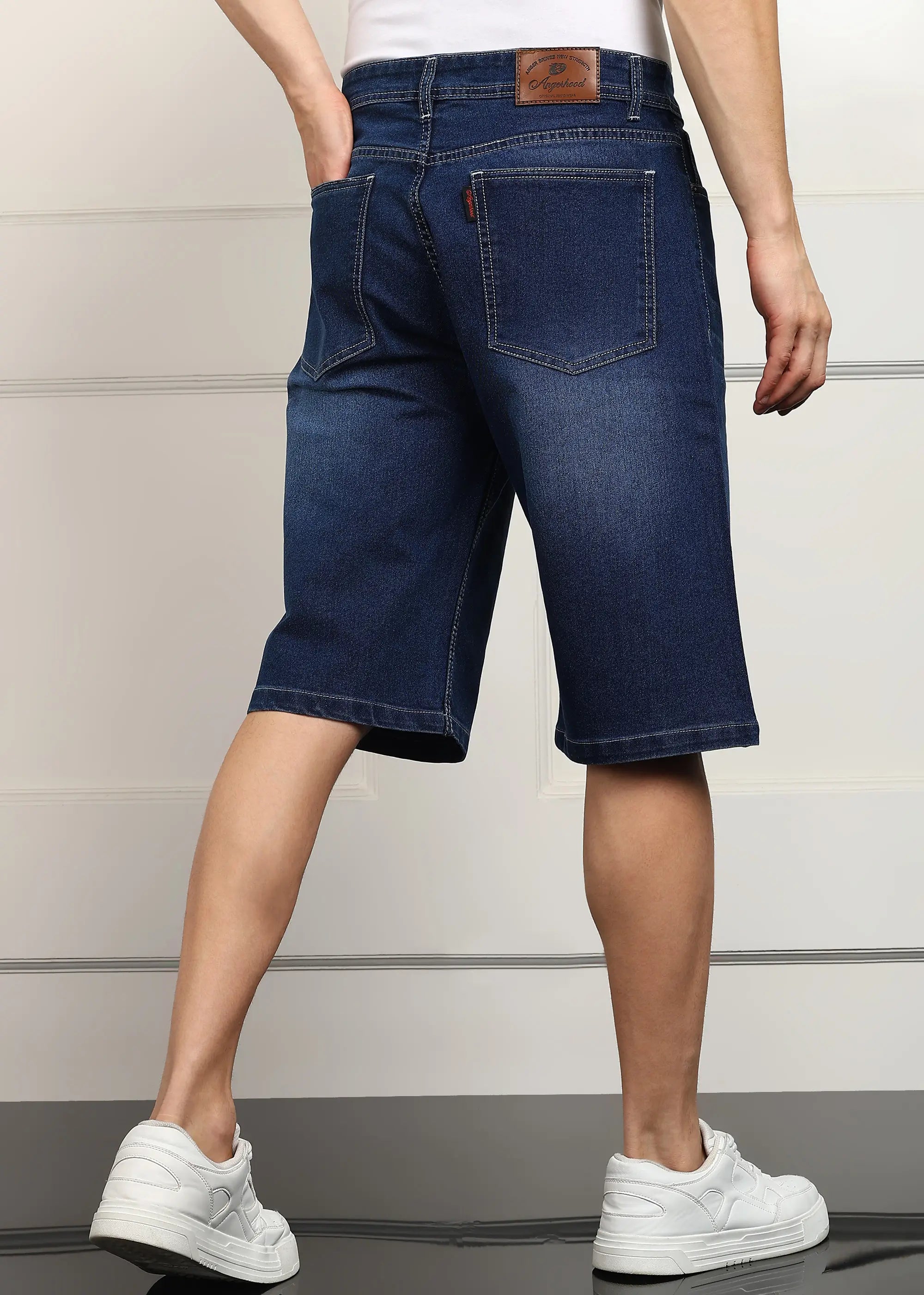 Fashionistaa  Solid Men Denim Dark Blue Baggy Shorts