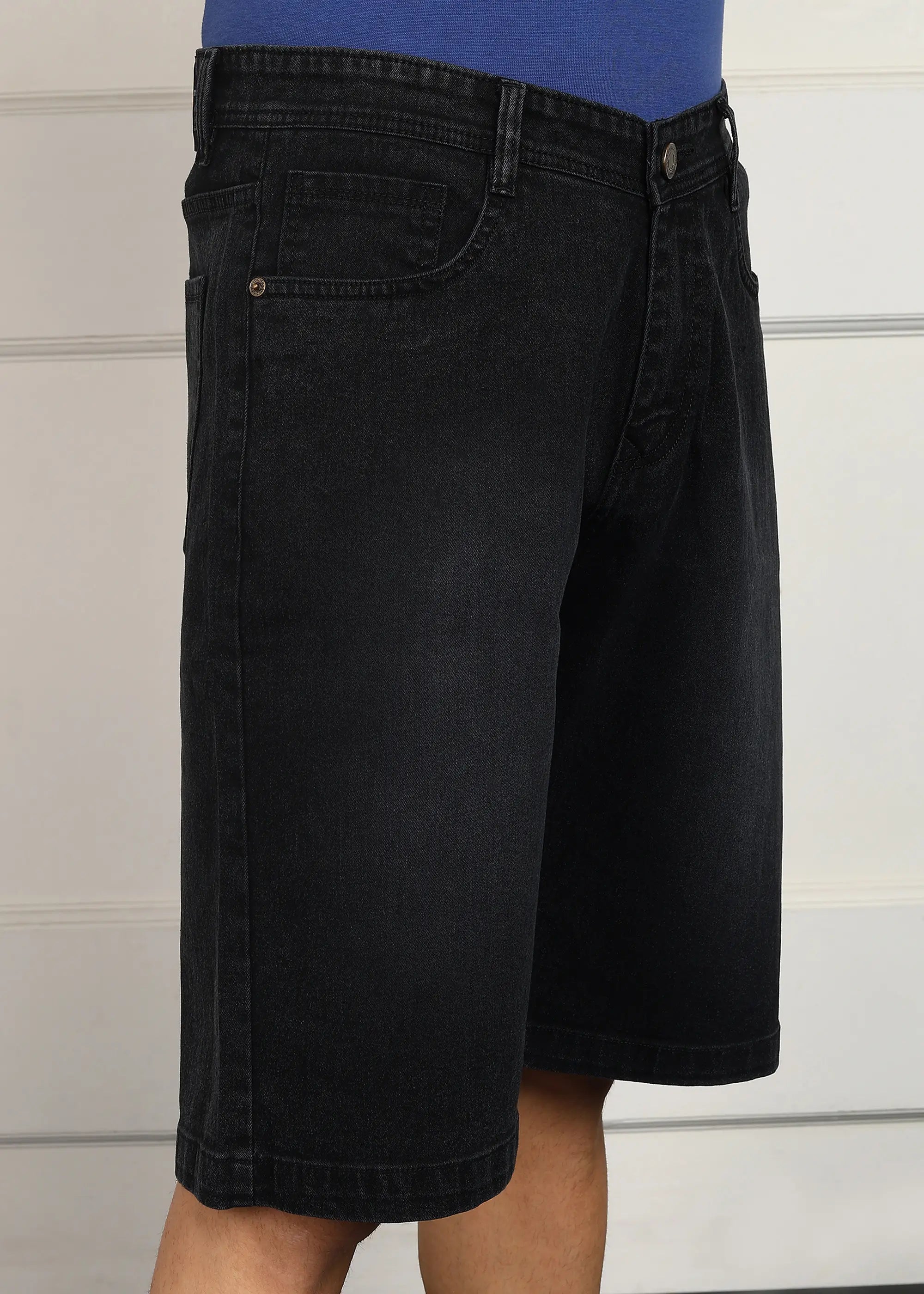 Fashionistaa Solid Men Denim Dark Grey Baggy Shorts