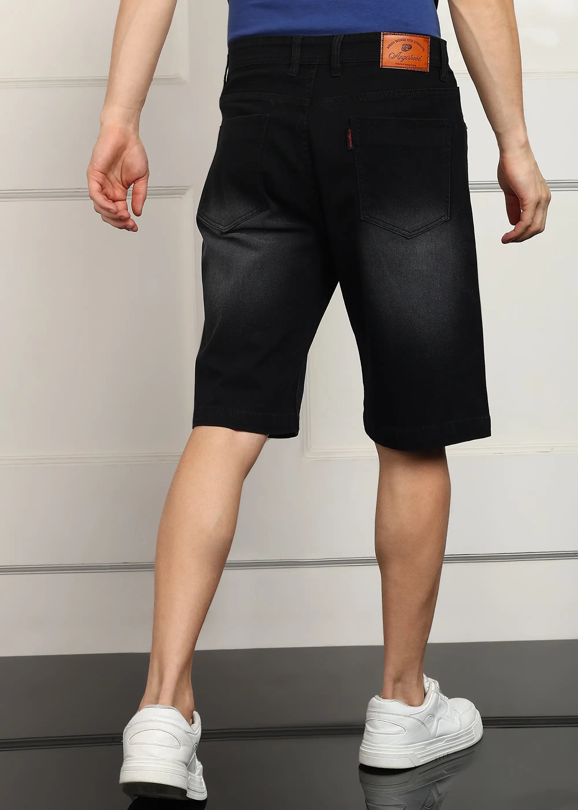 Fashionistaa  Solid Men Denim Dark Grey Baggy Shorts