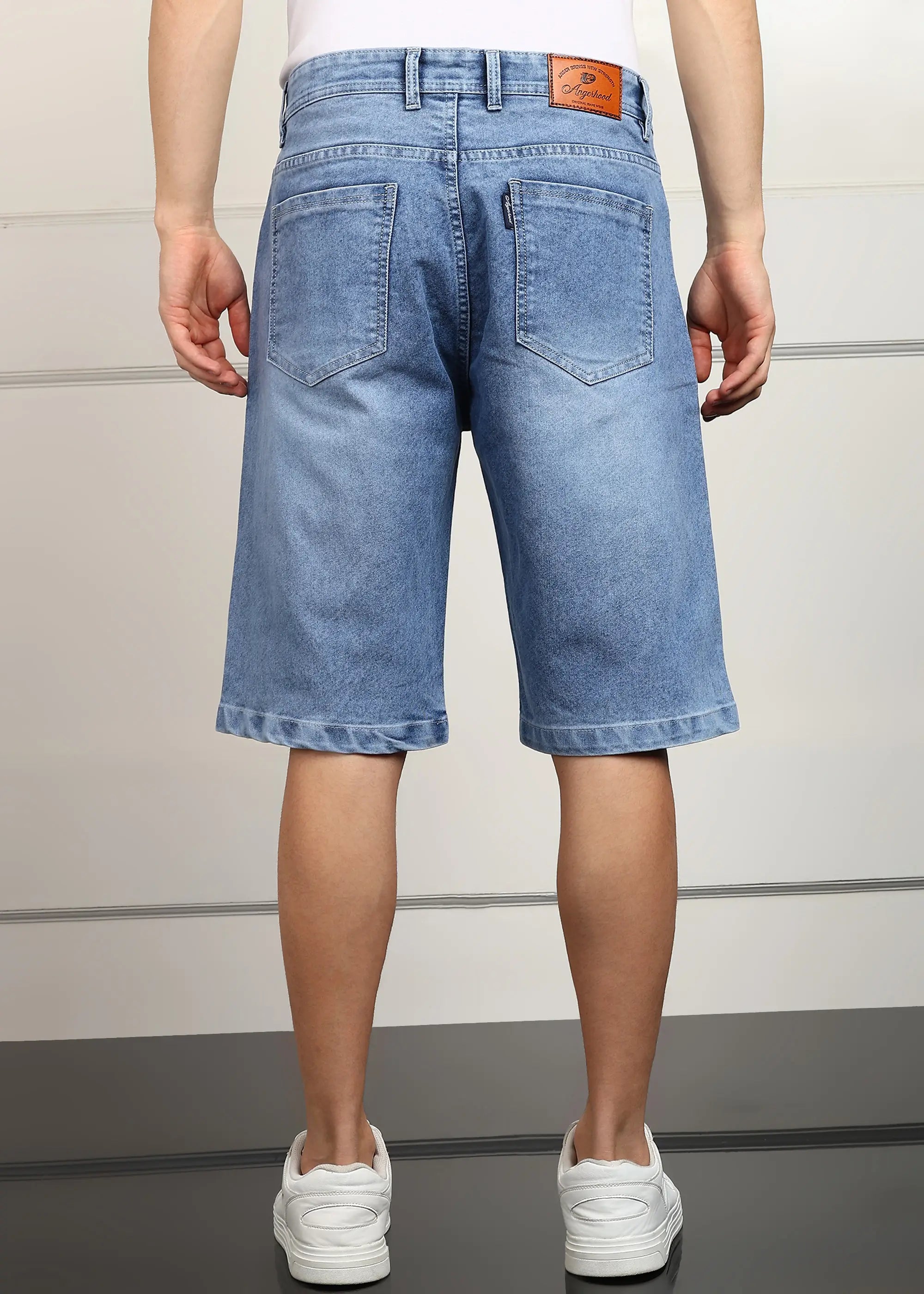 Fashionistaa  Solid Men Denim Light Blue Baggy Shorts