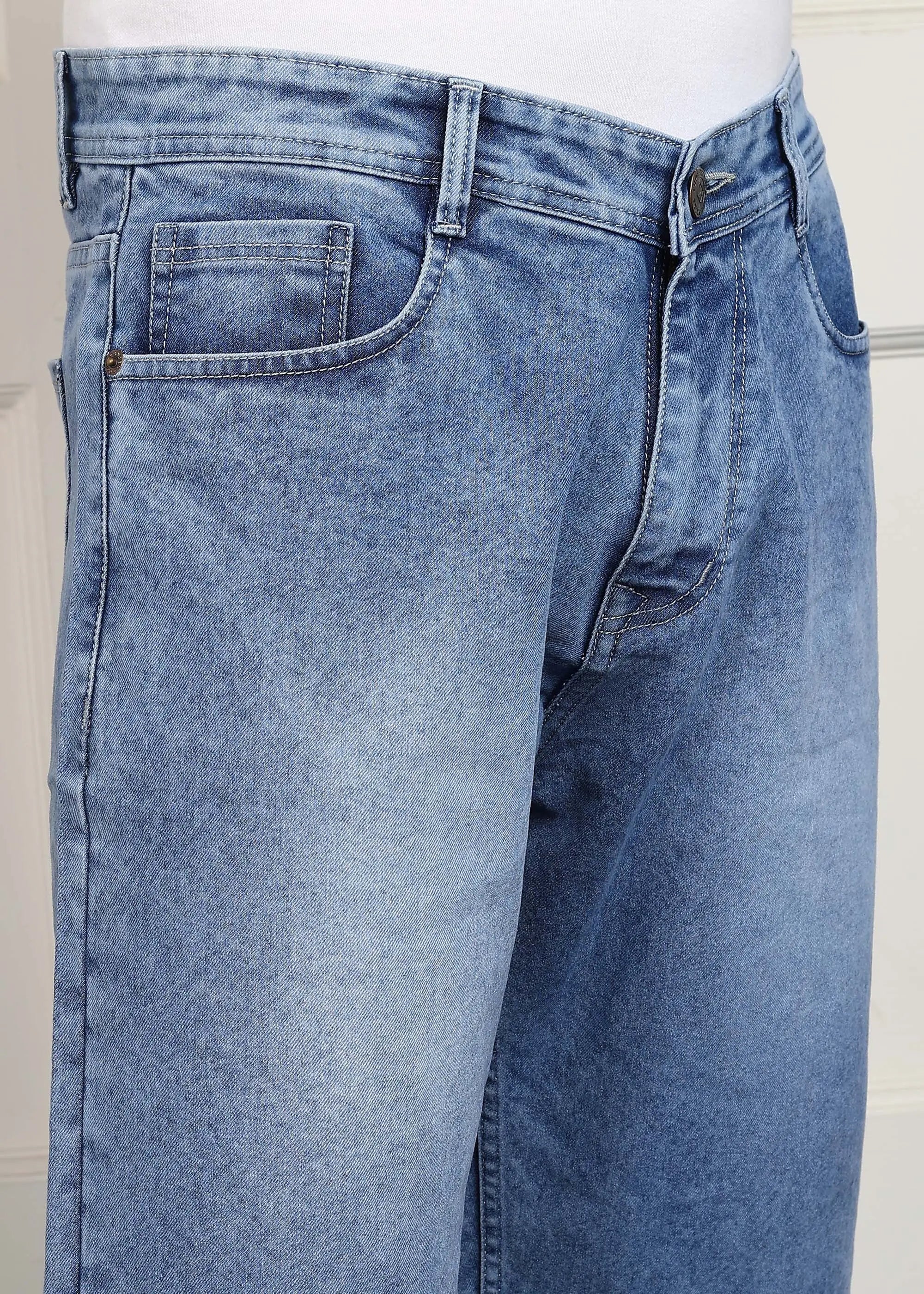 Fashionistaa  Solid Men Denim Light Blue Baggy Shorts