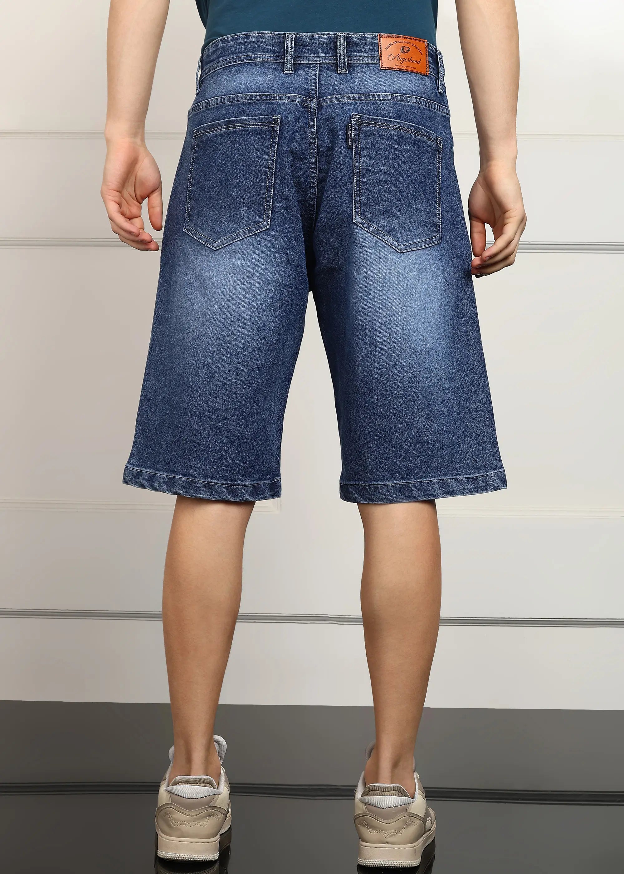Fashionistaa  Solid Men Denim Dark Blue Baggy Shorts