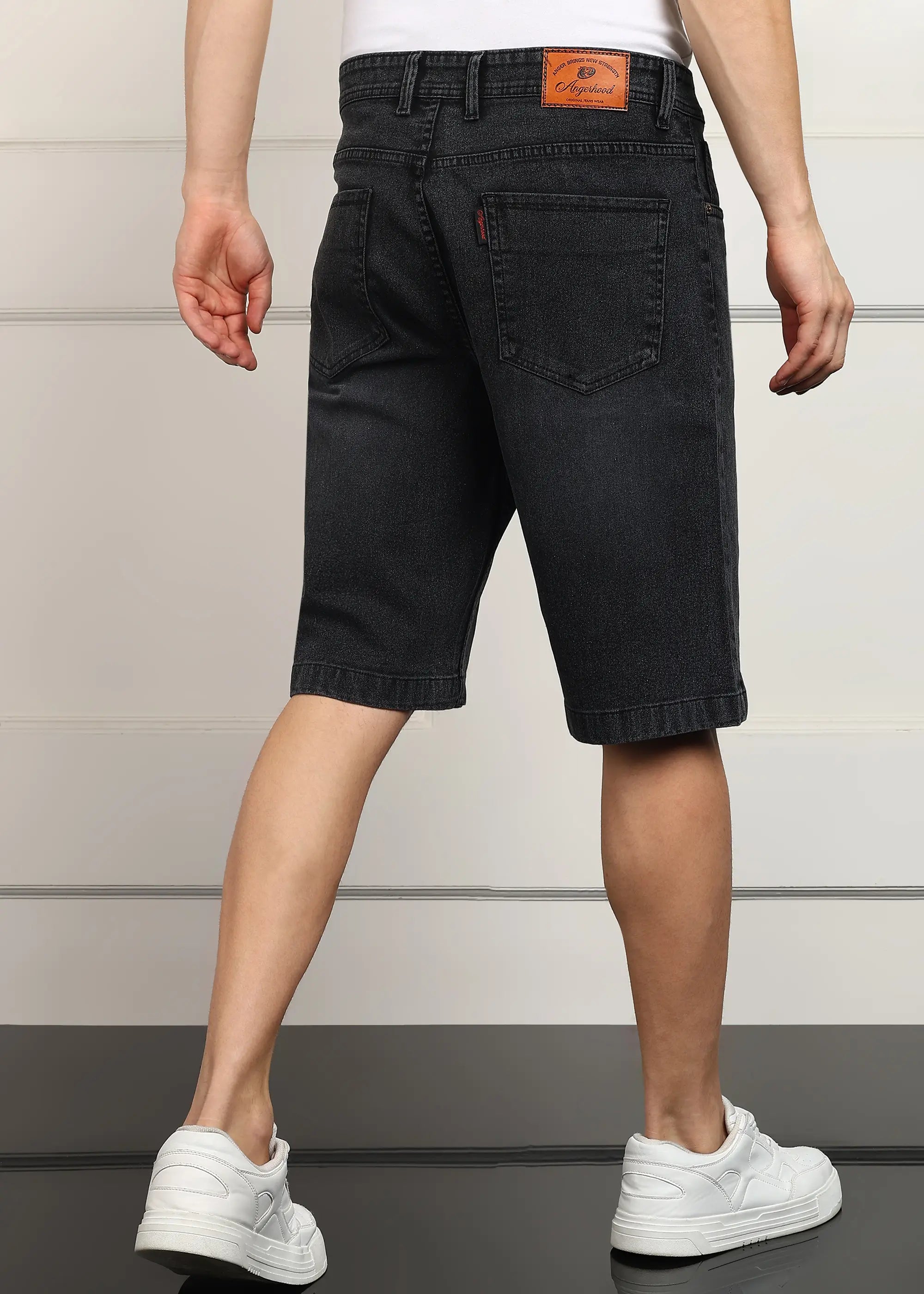 Fashionistaa Solid Men Denim Dark Grey Baggy Shorts