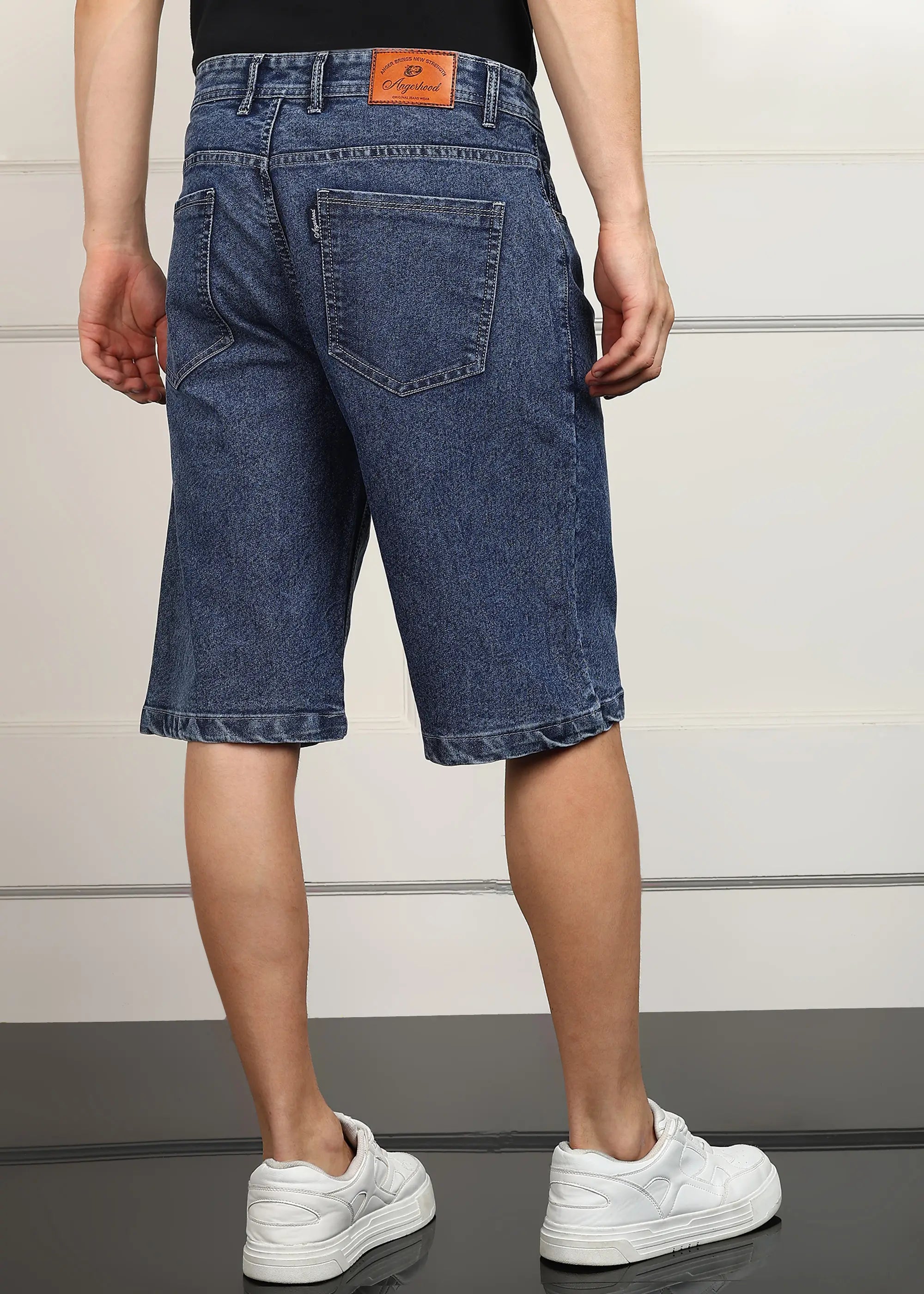 Fashionistaa Solid Men Denim Dark Blue Baggy Shorts