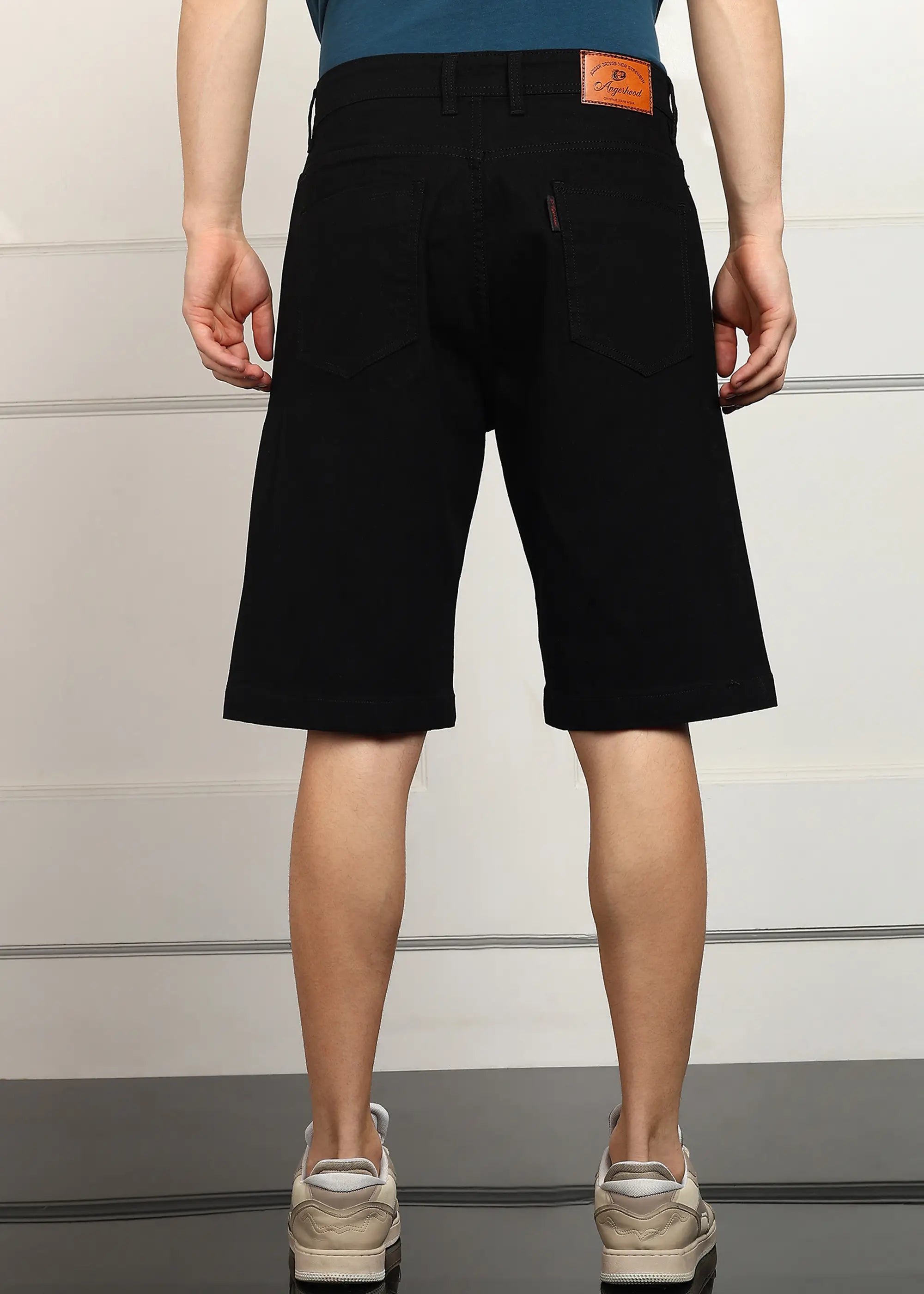 Fashionistaa  Solid Men Denim Black Baggy Shorts