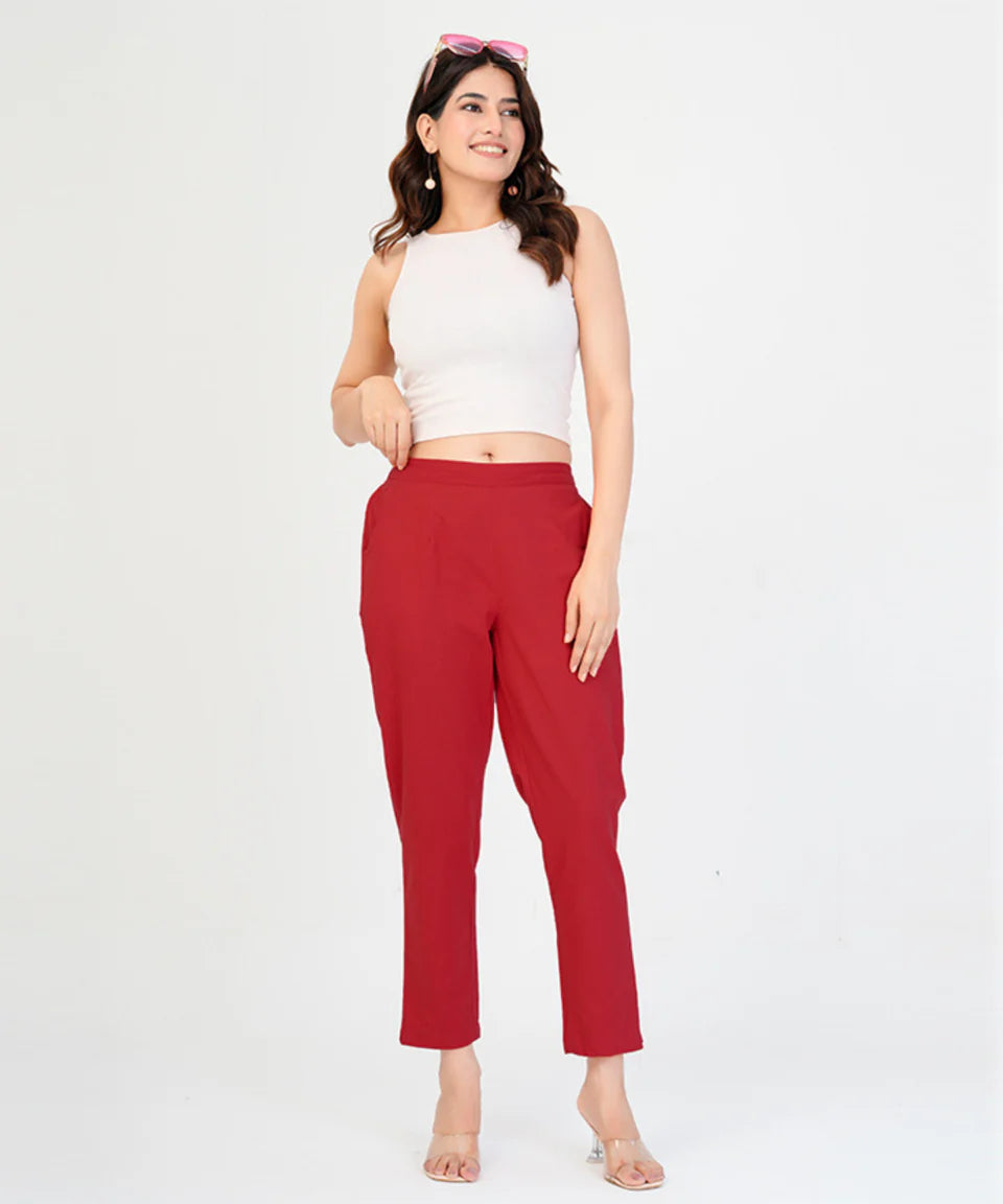 Chic High-Rise Tailored Ankle-Length Pants