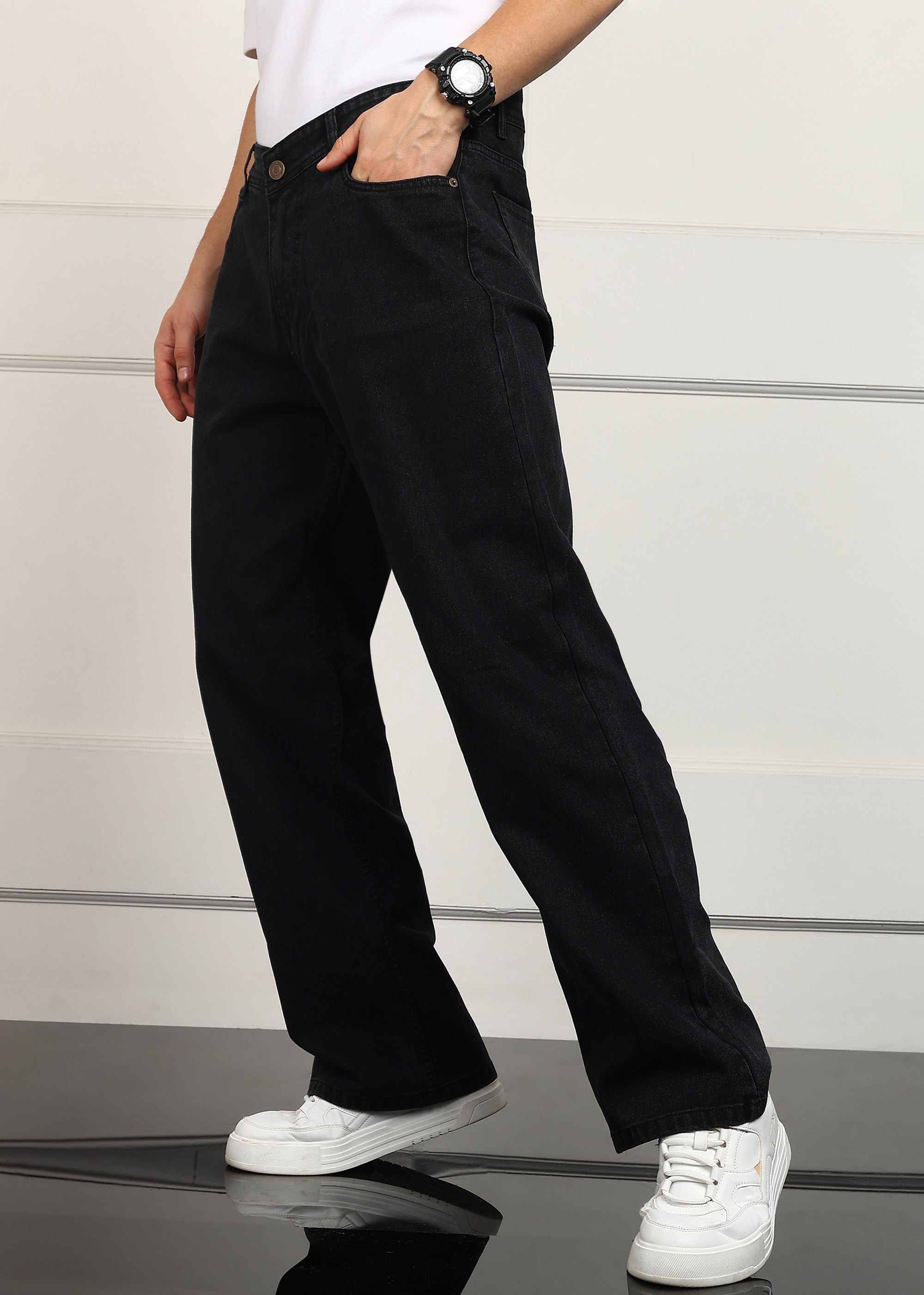 Fashionistaa Loose Fit Men Black Jeans