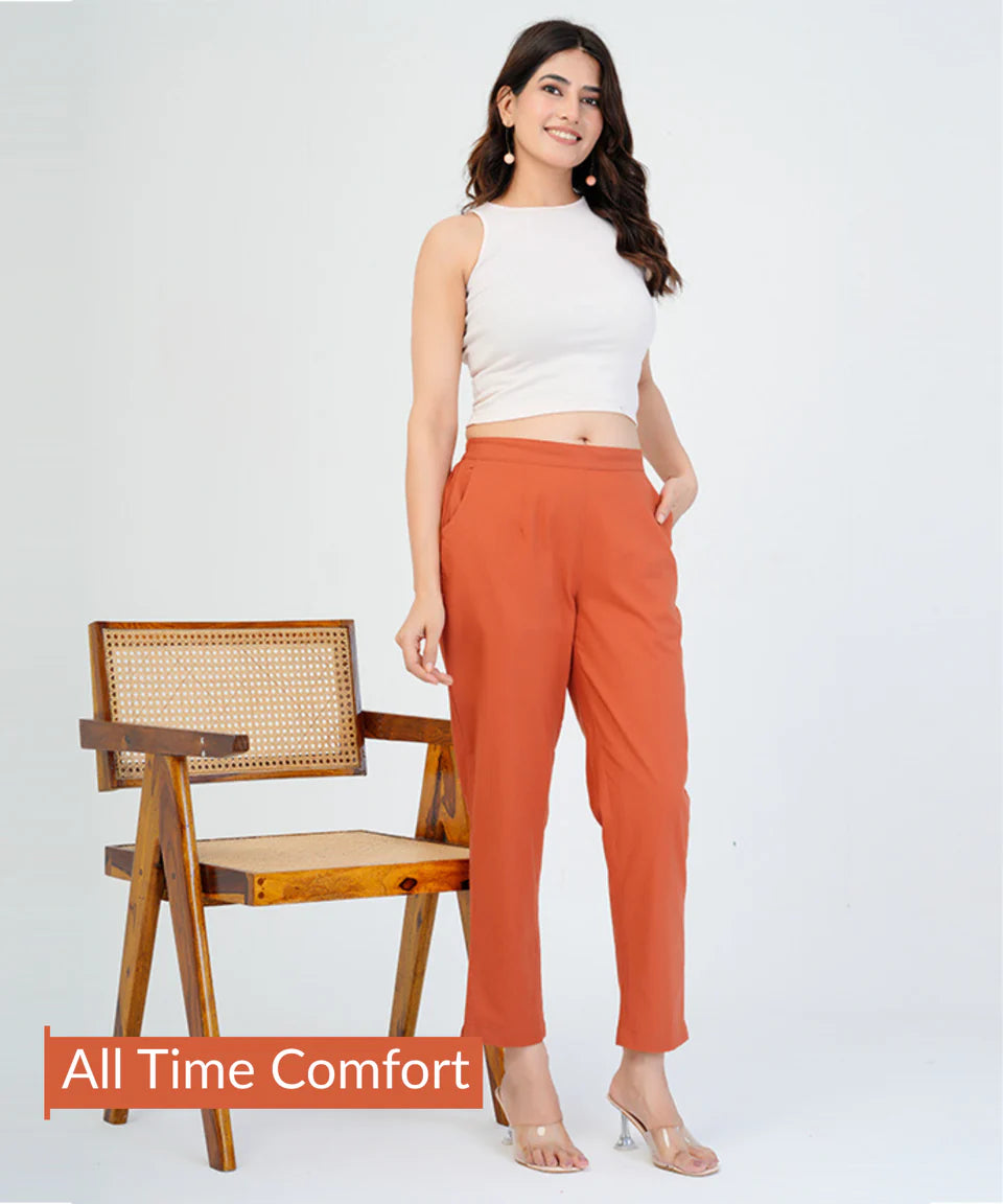 Chic High-Rise Tailored Ankle-Length Pants