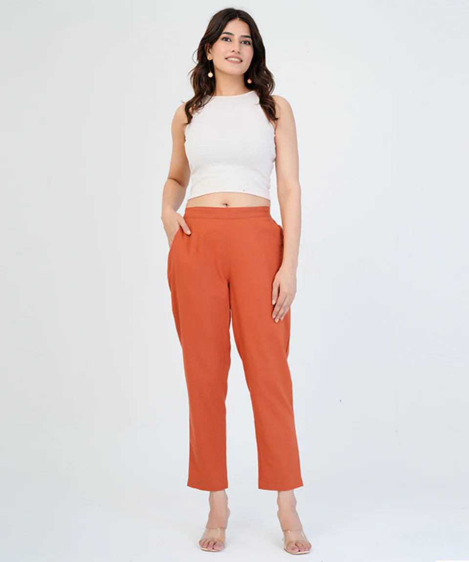 Chic High-Rise Tailored Ankle-Length Pants