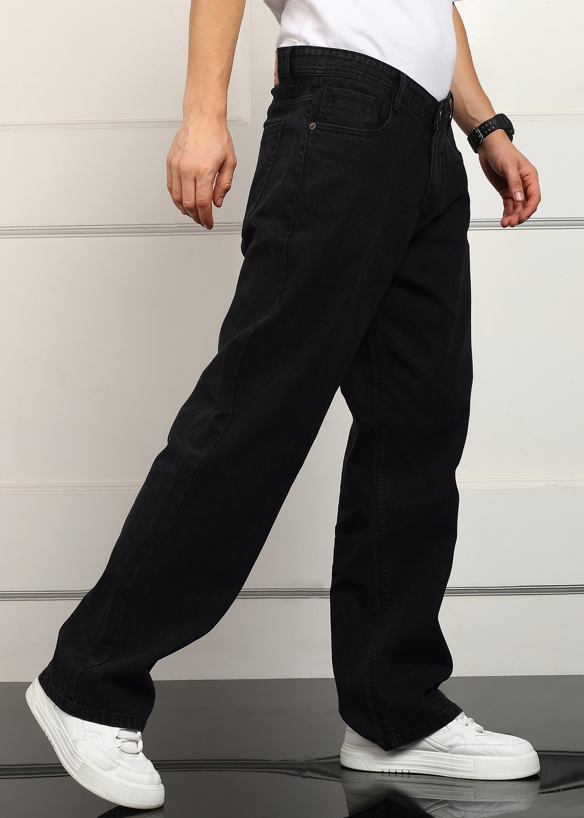 Fashionistaa Loose Fit Men Black Jeans