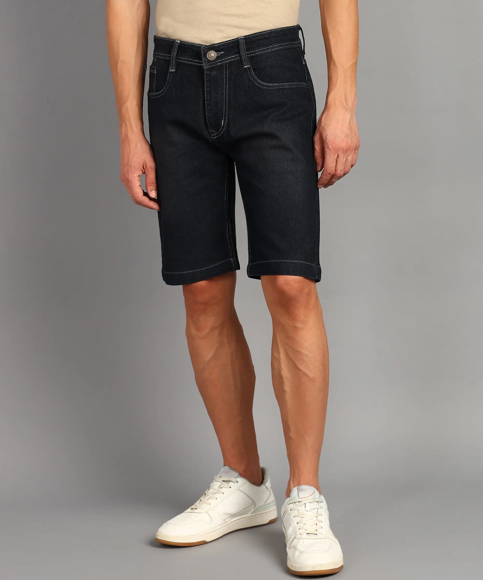 Fashionistaa Solid Men Denim Grey Shorts
