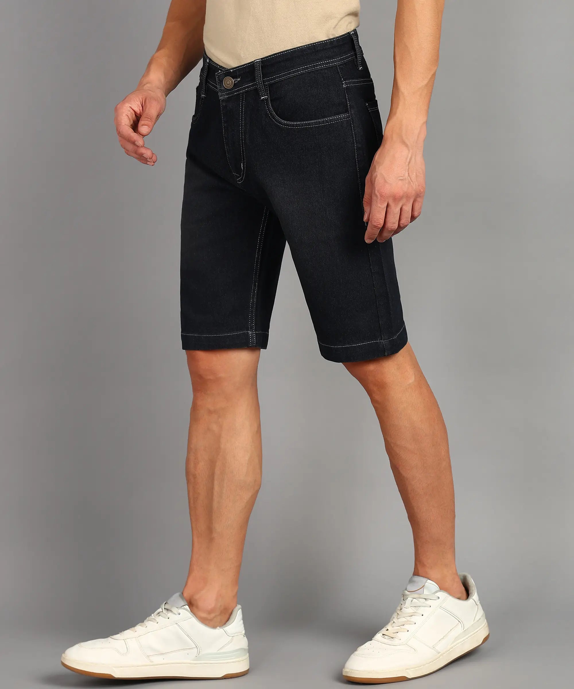 Fashionistaa Solid Men Denim Grey Shorts