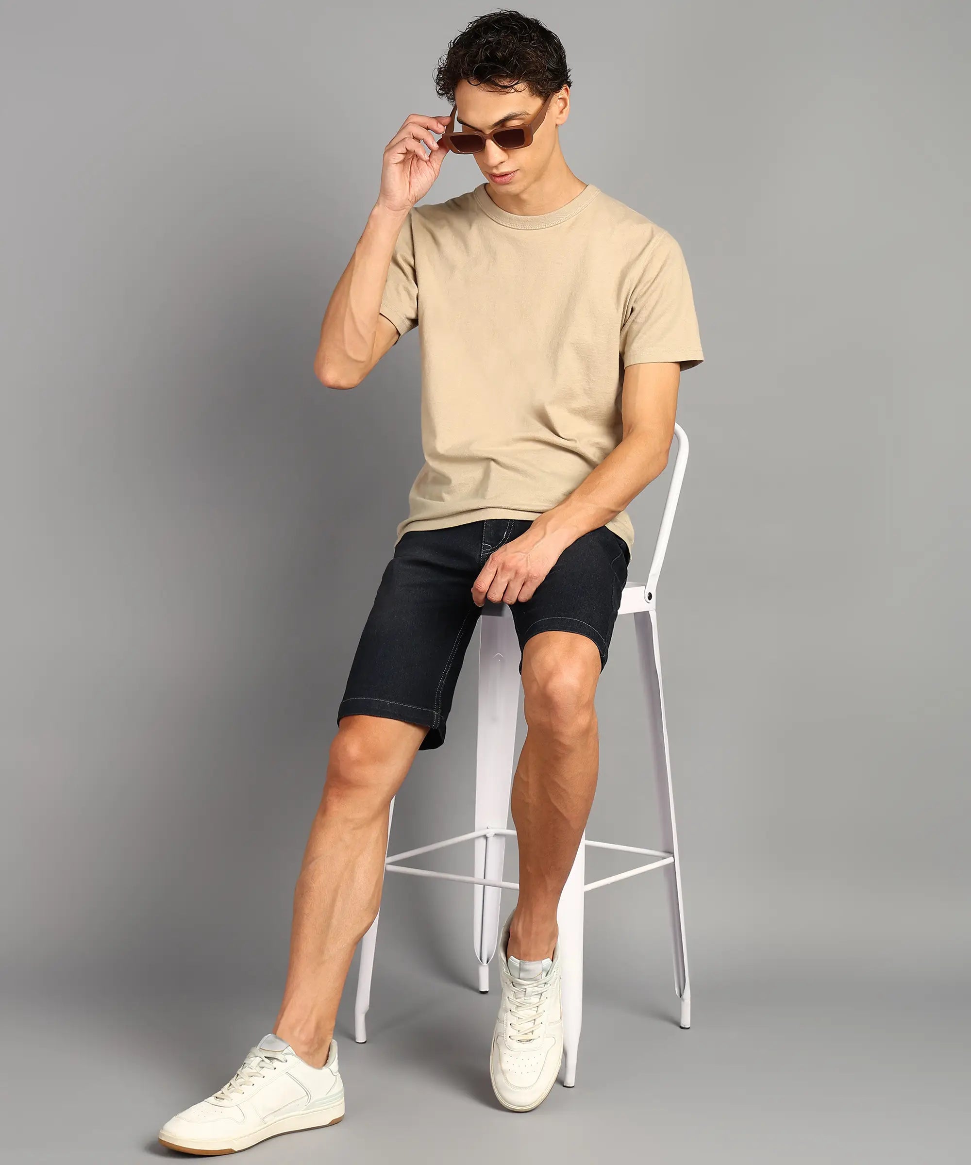 Fashionistaa Solid Men Denim Grey Shorts