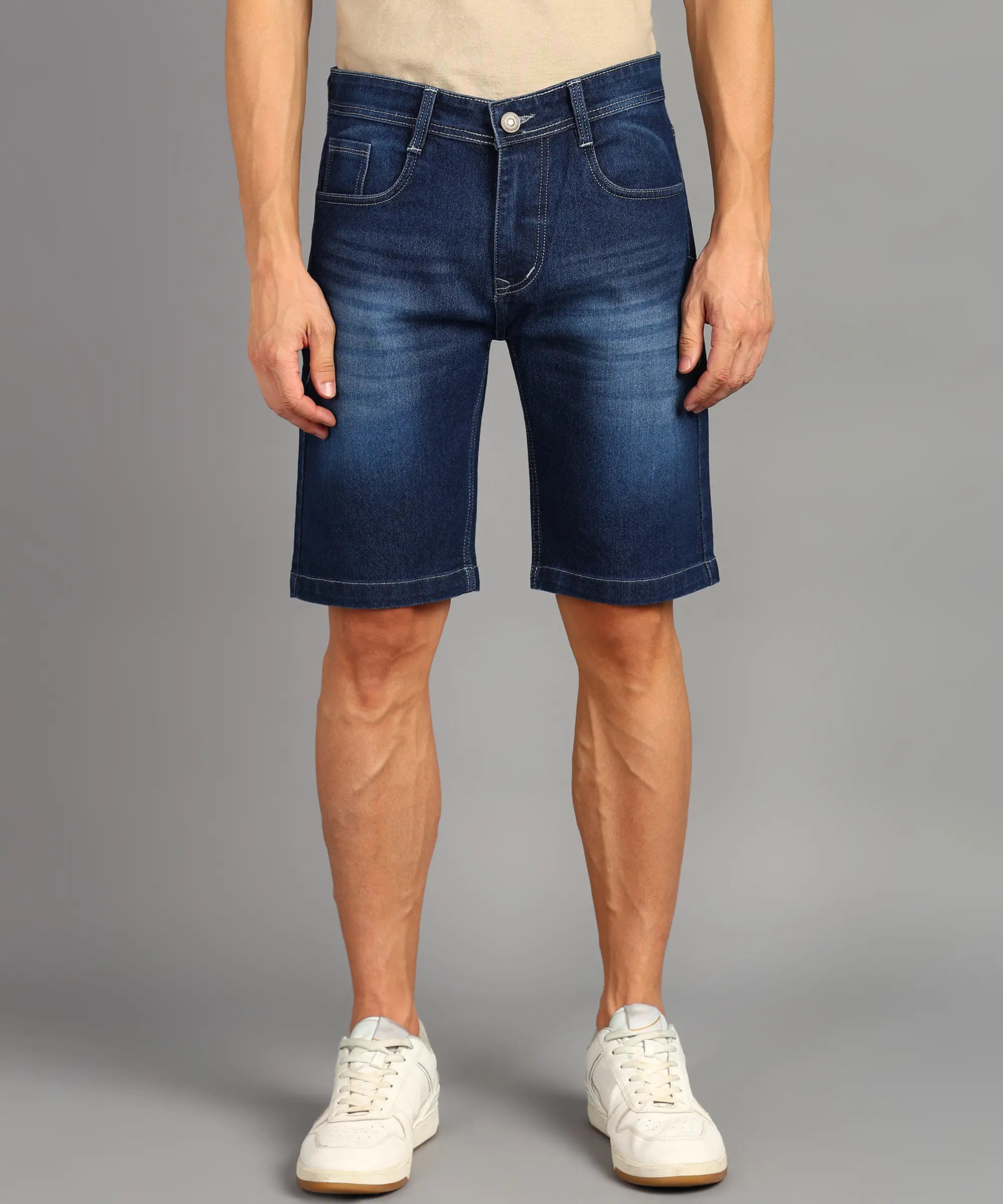 Fashionistaa  Solid Men Denim Blue Denim Shorts