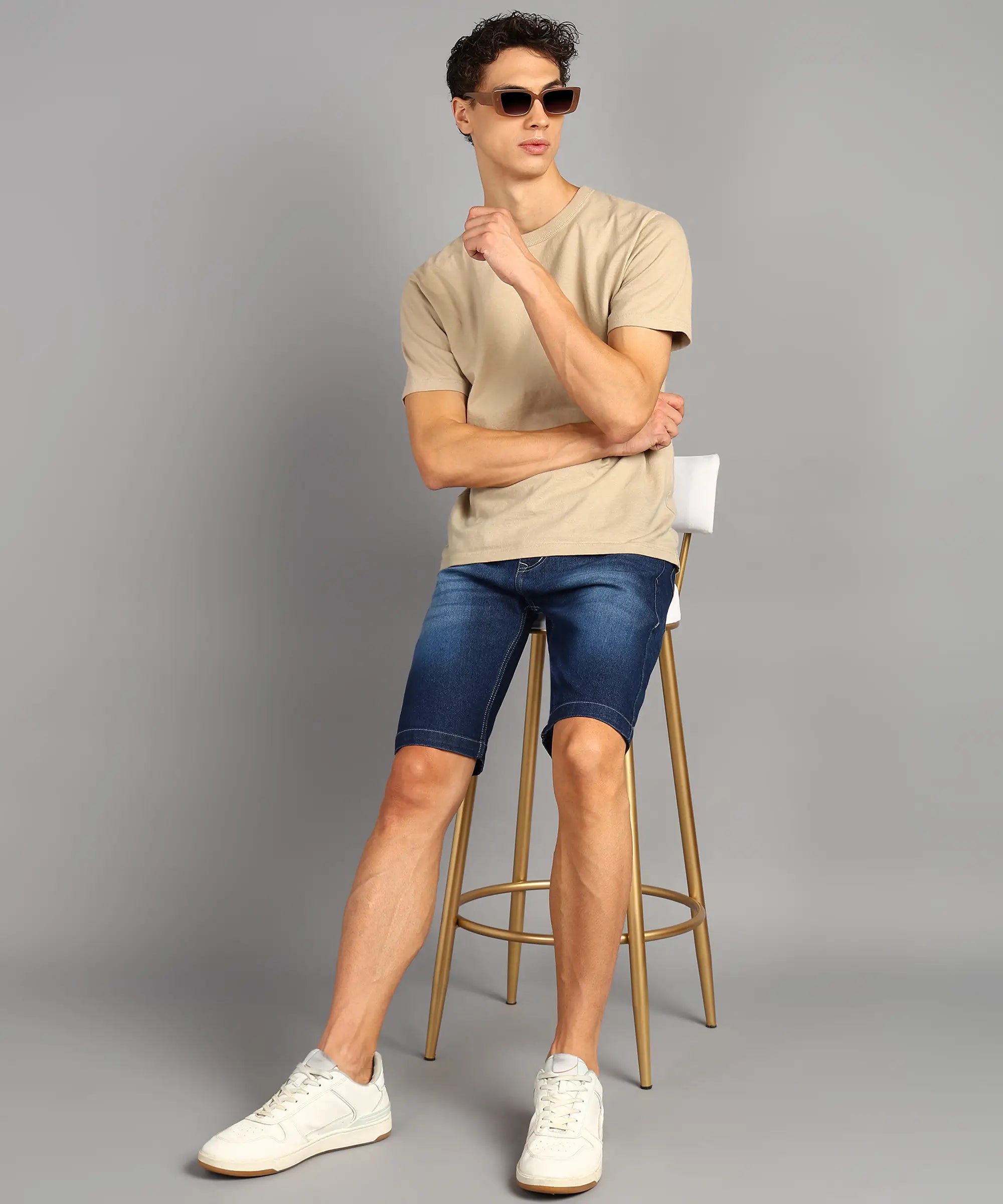 Fashionistaa  Solid Men Denim Blue Denim Shorts