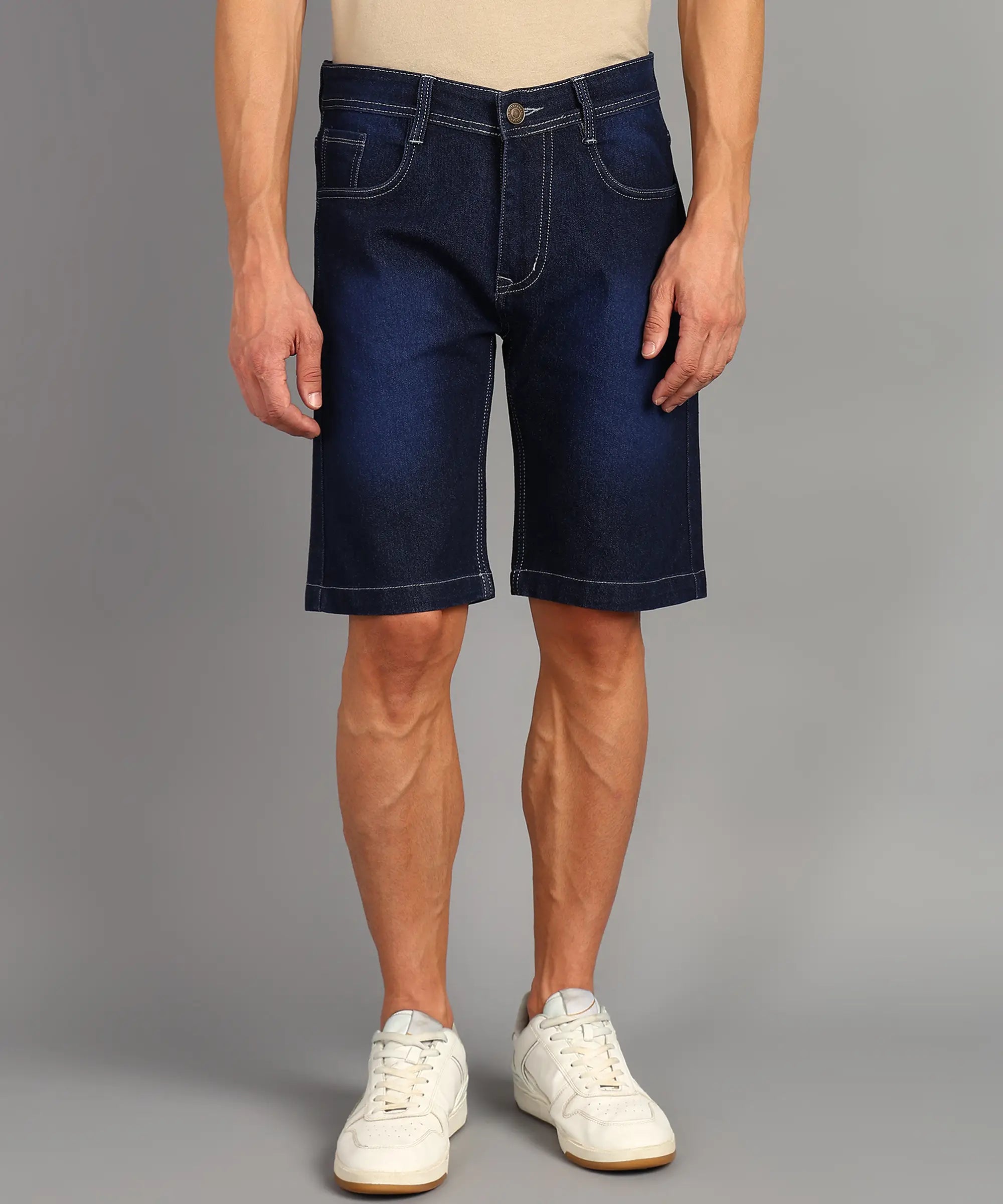 Fashionistaa Solid Men Denim Dark Blue Denim Shorts