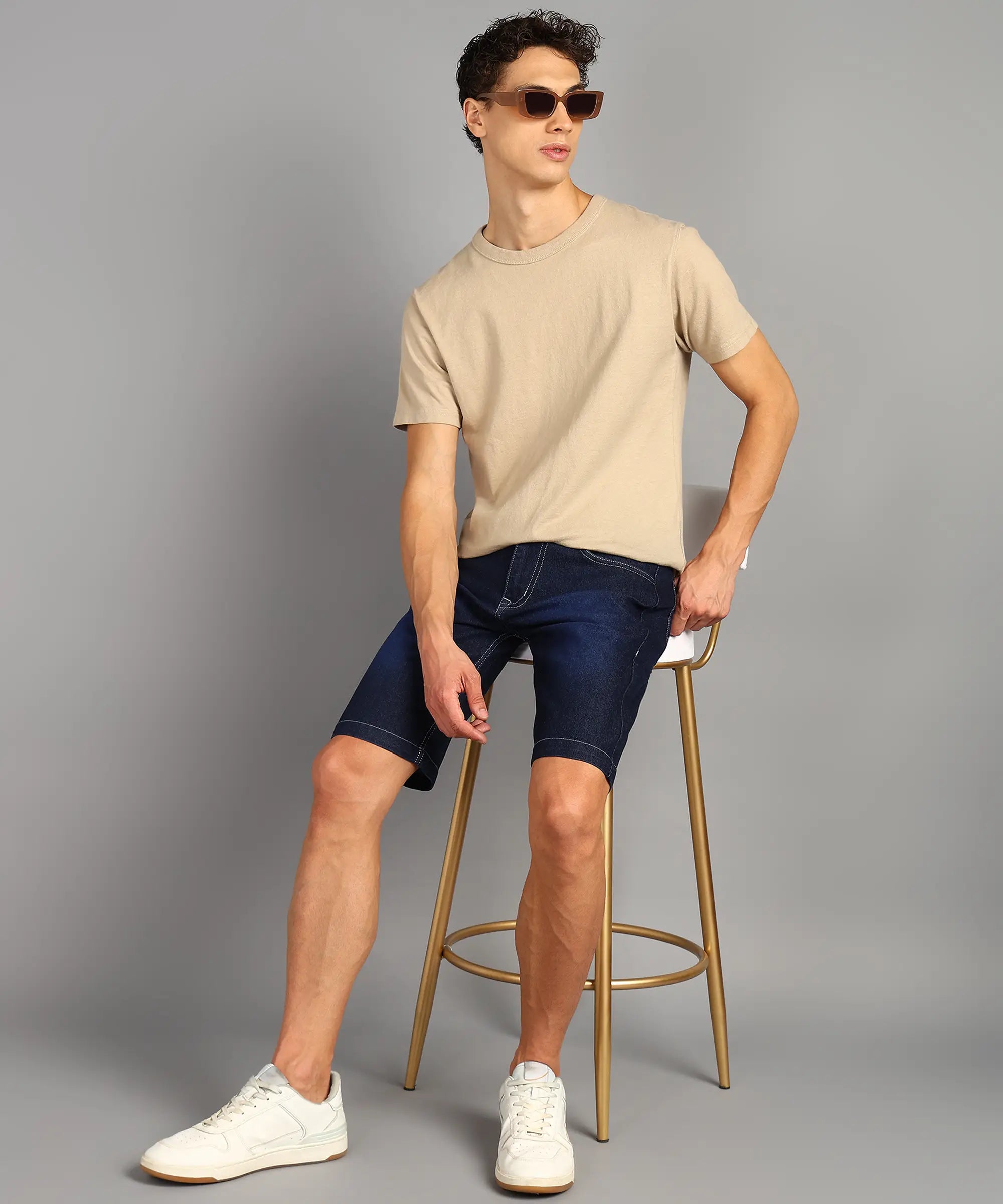 Fashionistaa Solid Men Denim Dark Blue Denim Shorts