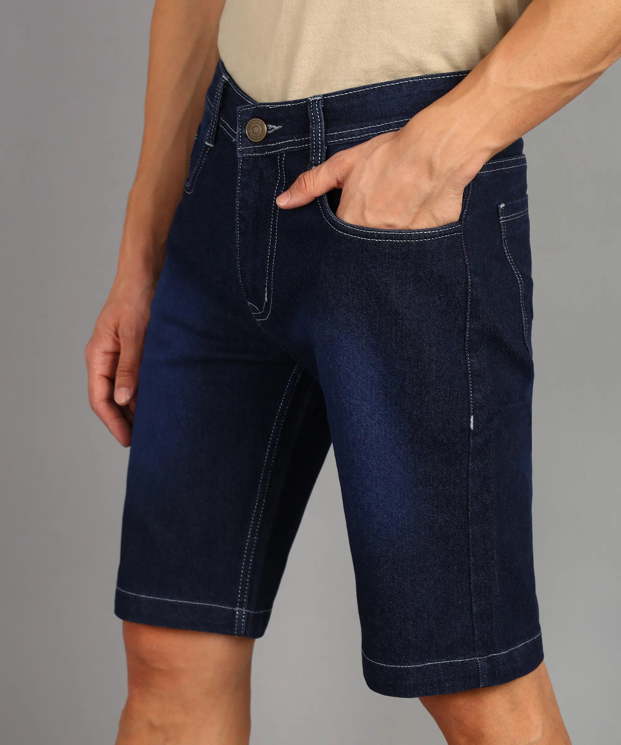 Fashionistaa Solid Men Denim Dark Blue Denim Shorts