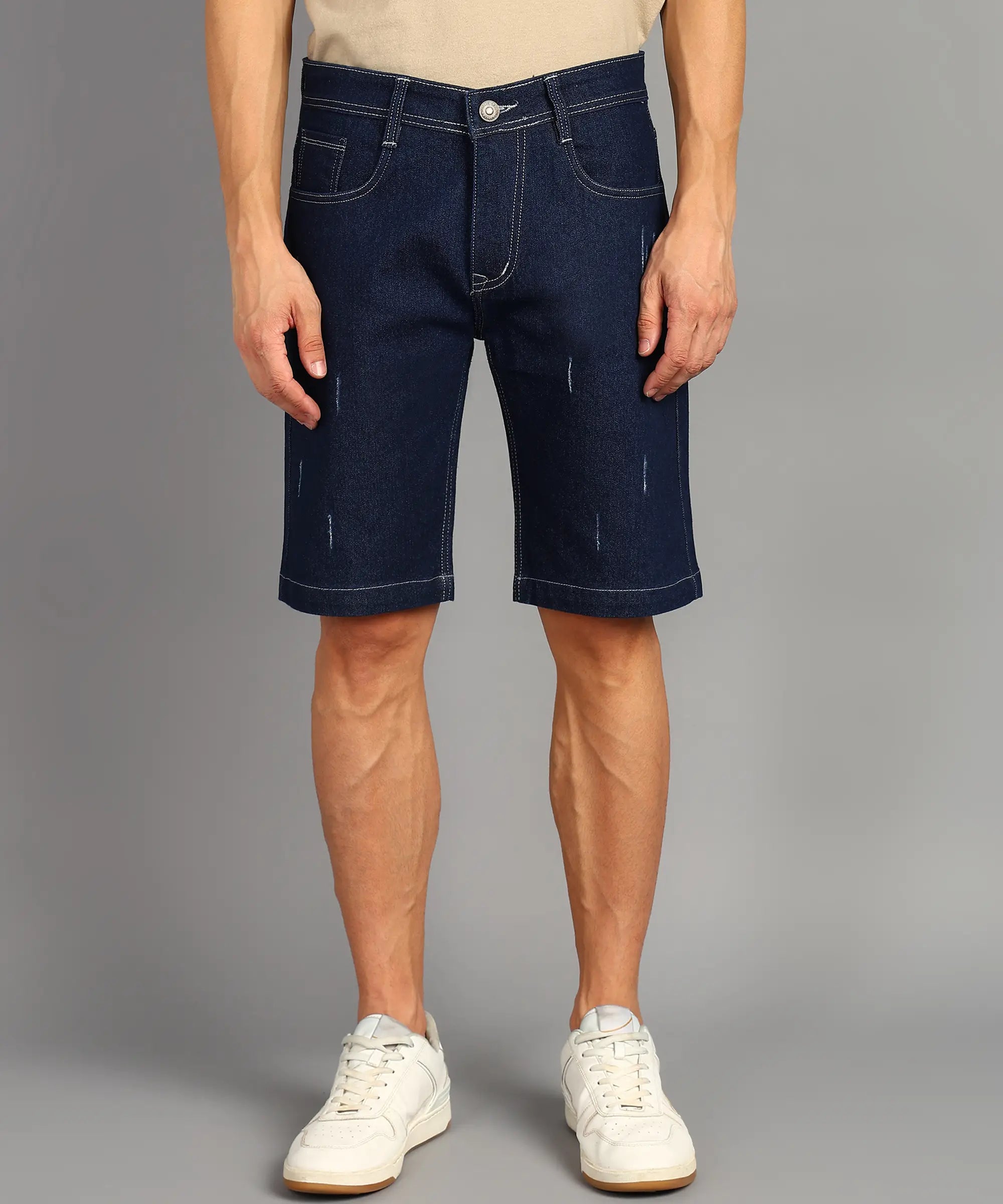 Fashionistaa  Solid Men Denim Blue Denim Shorts