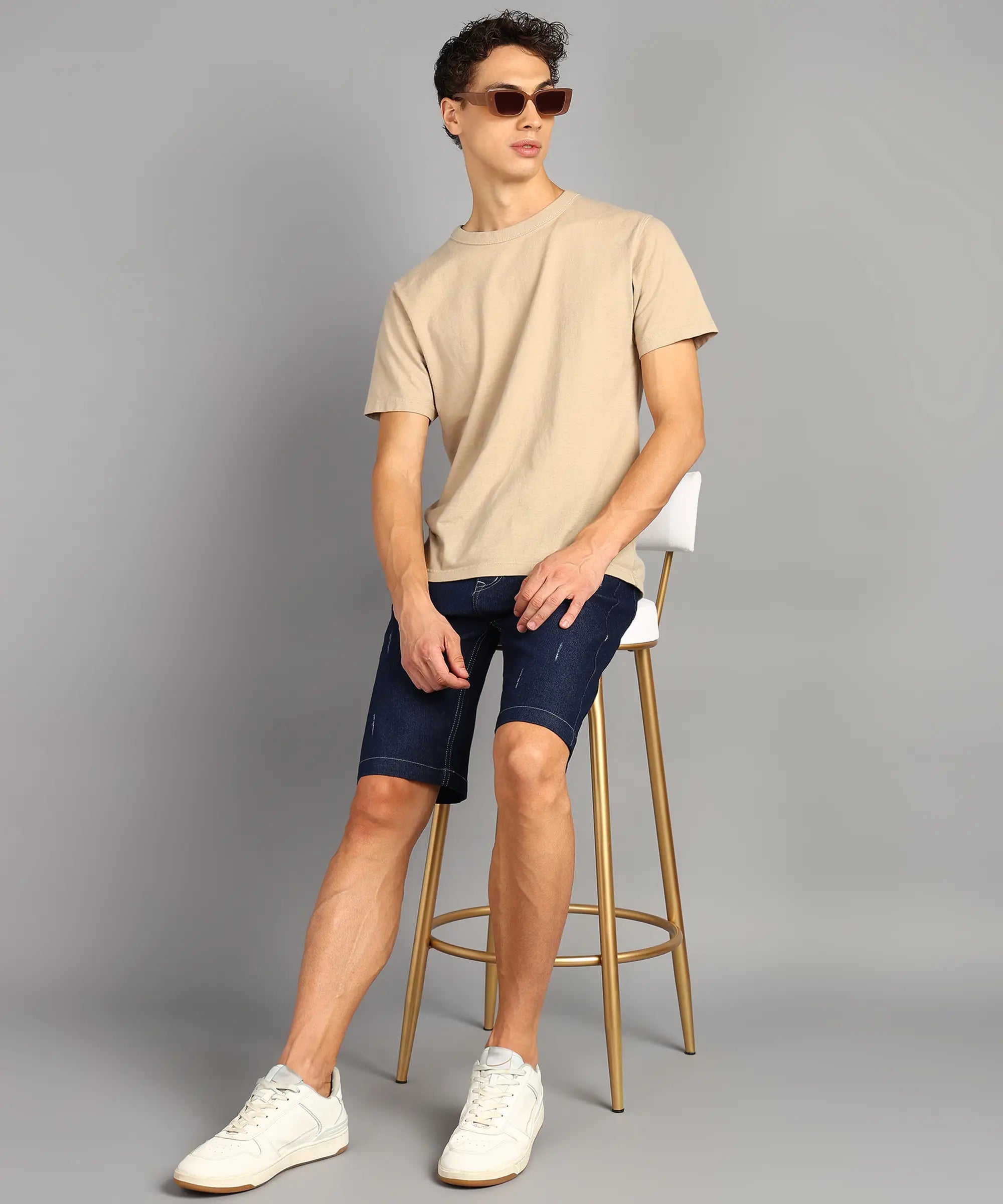 Fashionistaa  Solid Men Denim Blue Denim Shorts