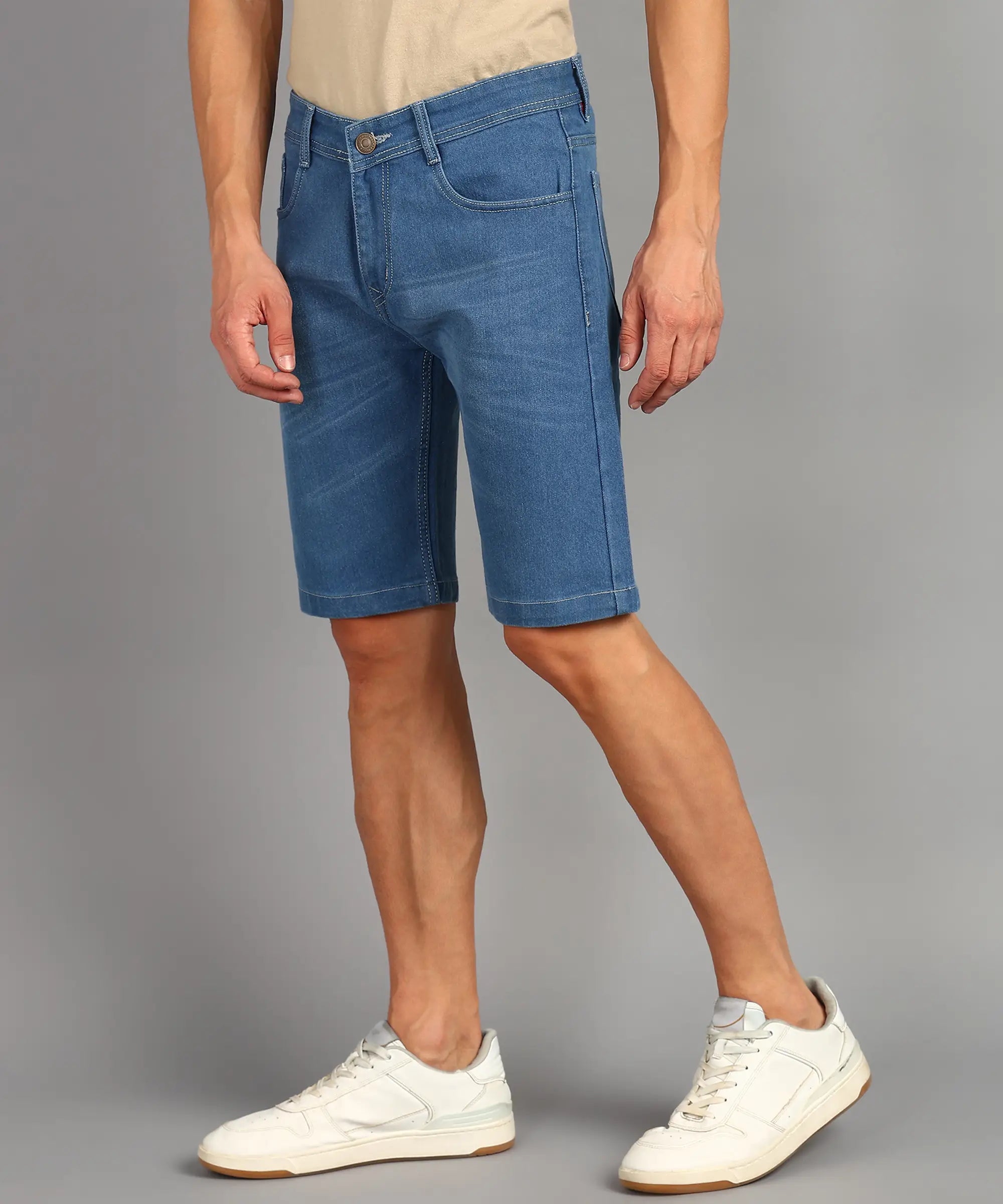 Fashionistaa Solid Men Denim Blue Shorts