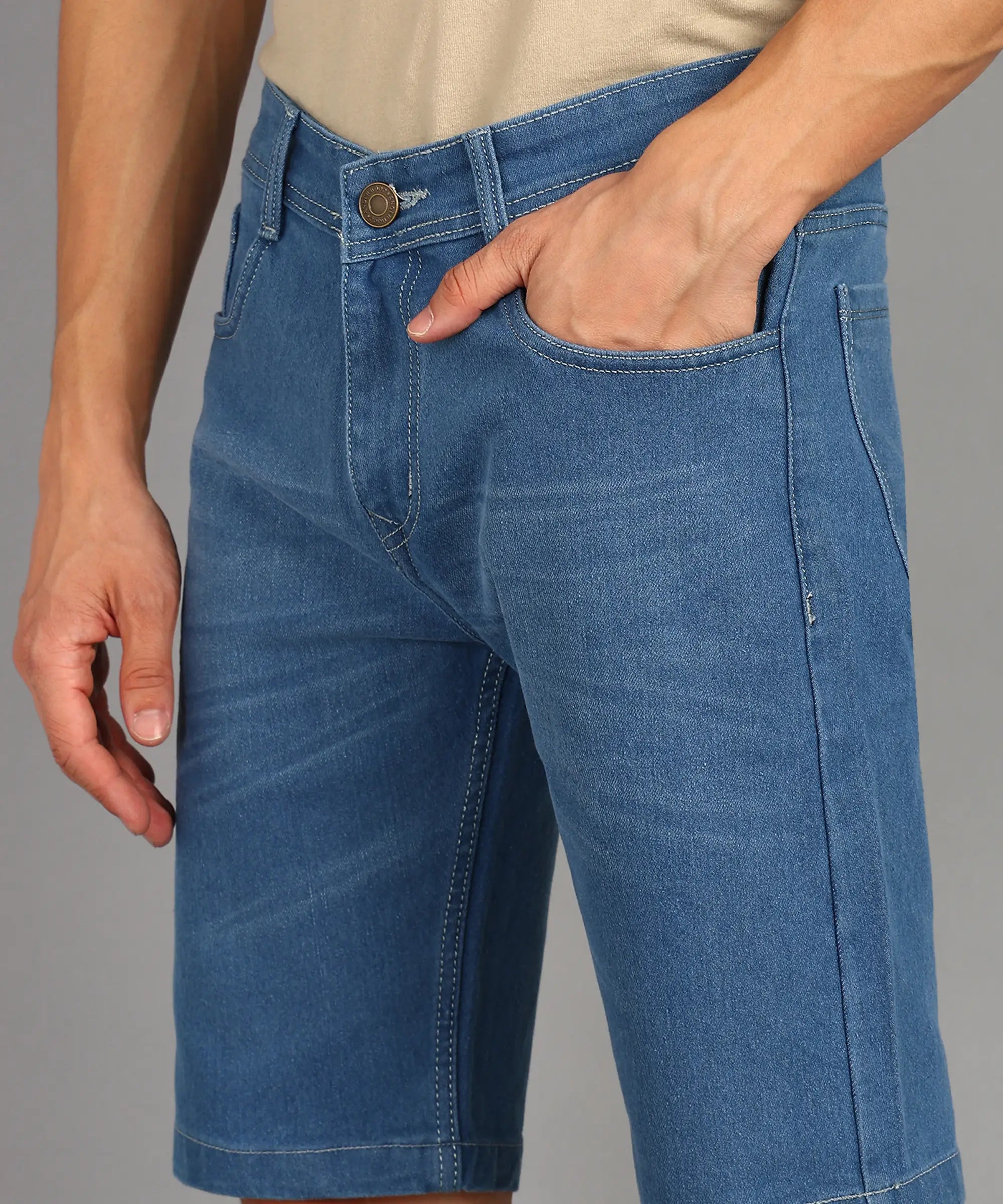 Fashionistaa Solid Men Denim Blue Shorts