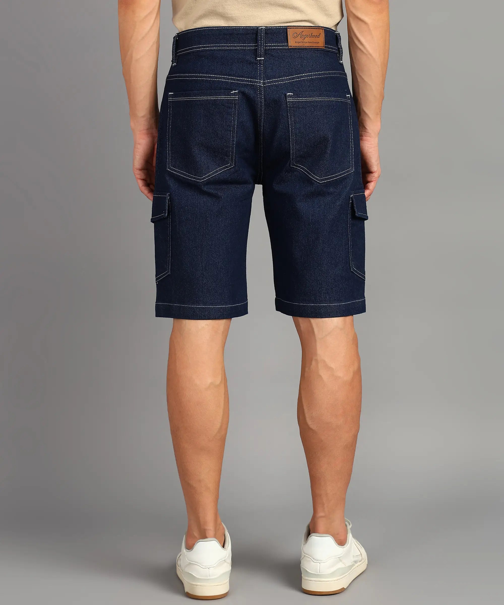 Fashionistaa  Solid Men Denim Dark Blue Denim Shorts