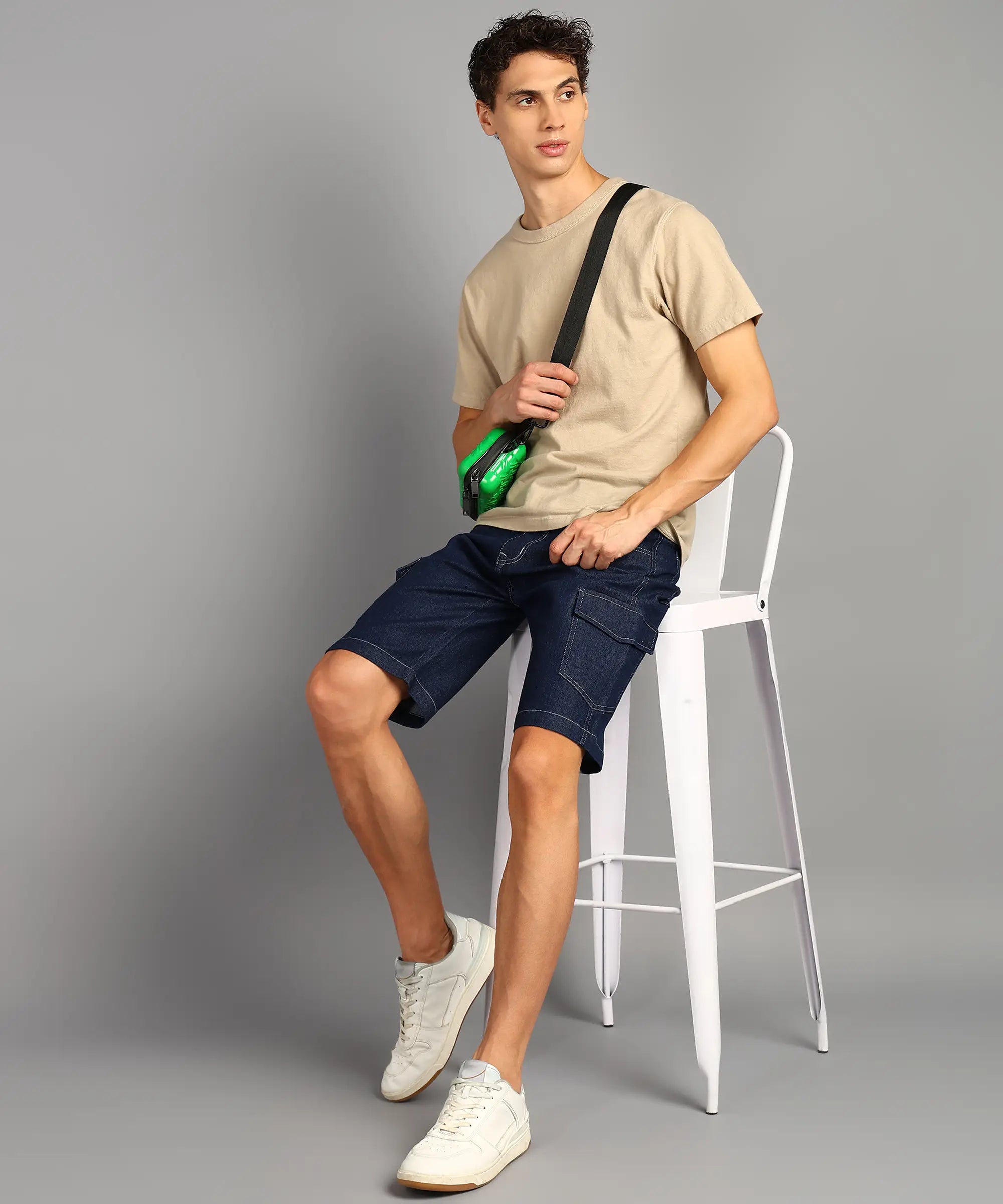 Fashionistaa  Solid Men Denim Dark Blue Denim Shorts