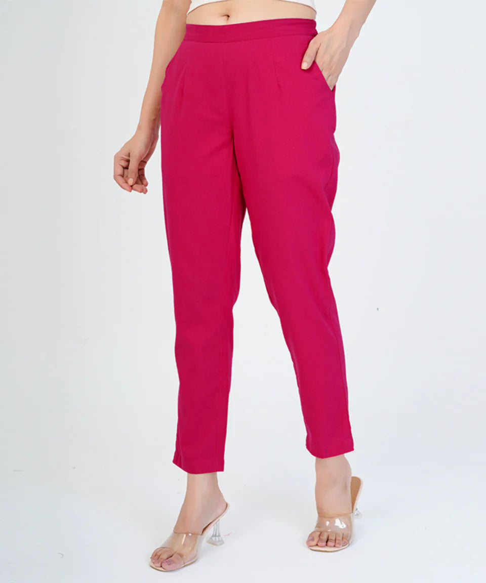 Chic High-Rise Tailored Ankle-Length Pants