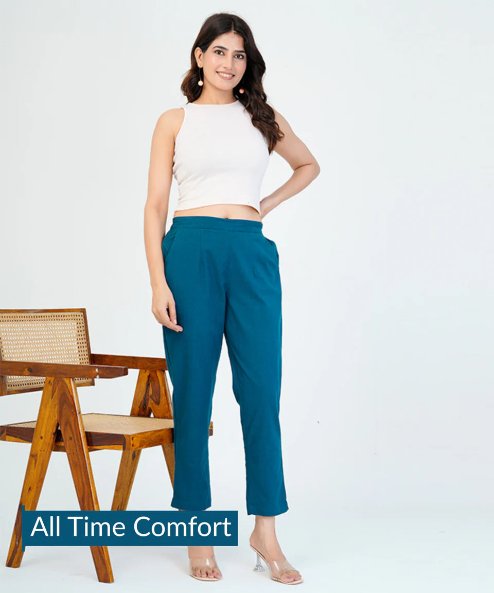 Chic High-Rise Tailored Ankle-Length Pants