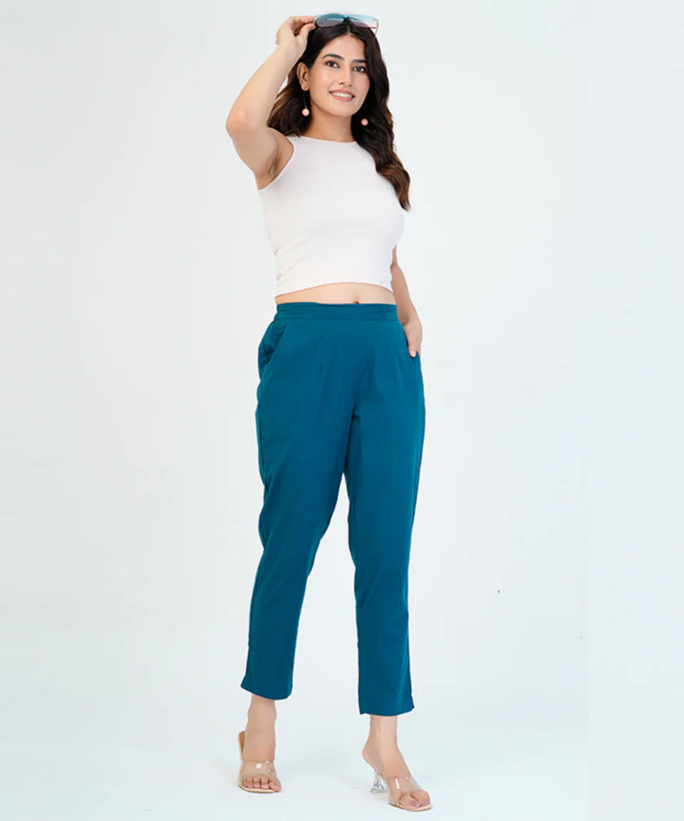 Chic High-Rise Tailored Ankle-Length Pants