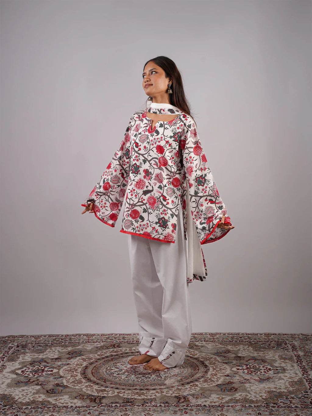 Printed Straight Kurti Set with Dupatta
