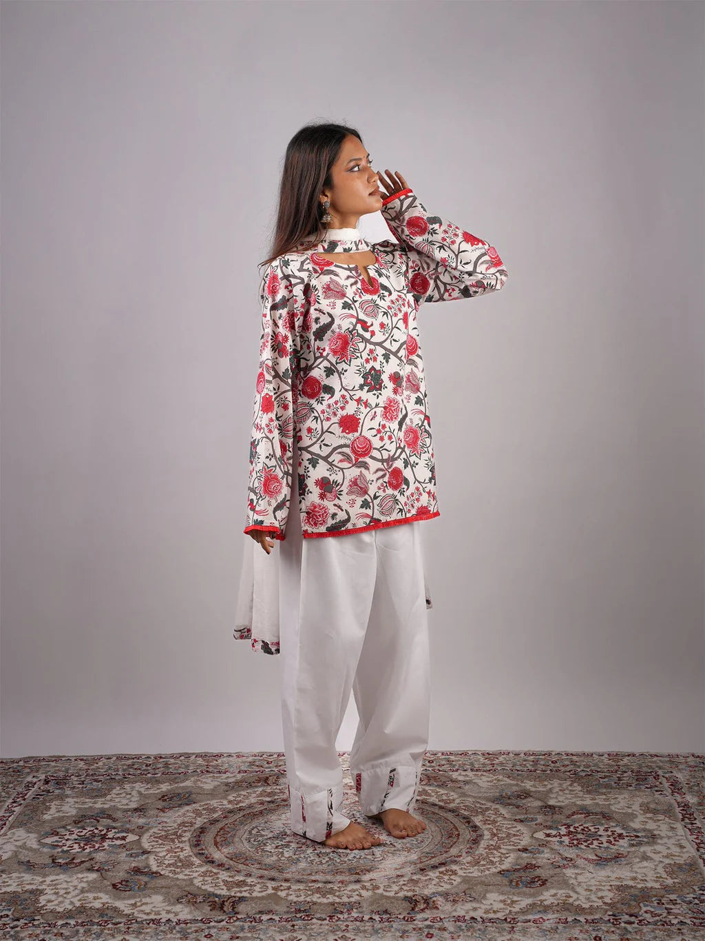 Printed Straight Kurti Set with Dupatta