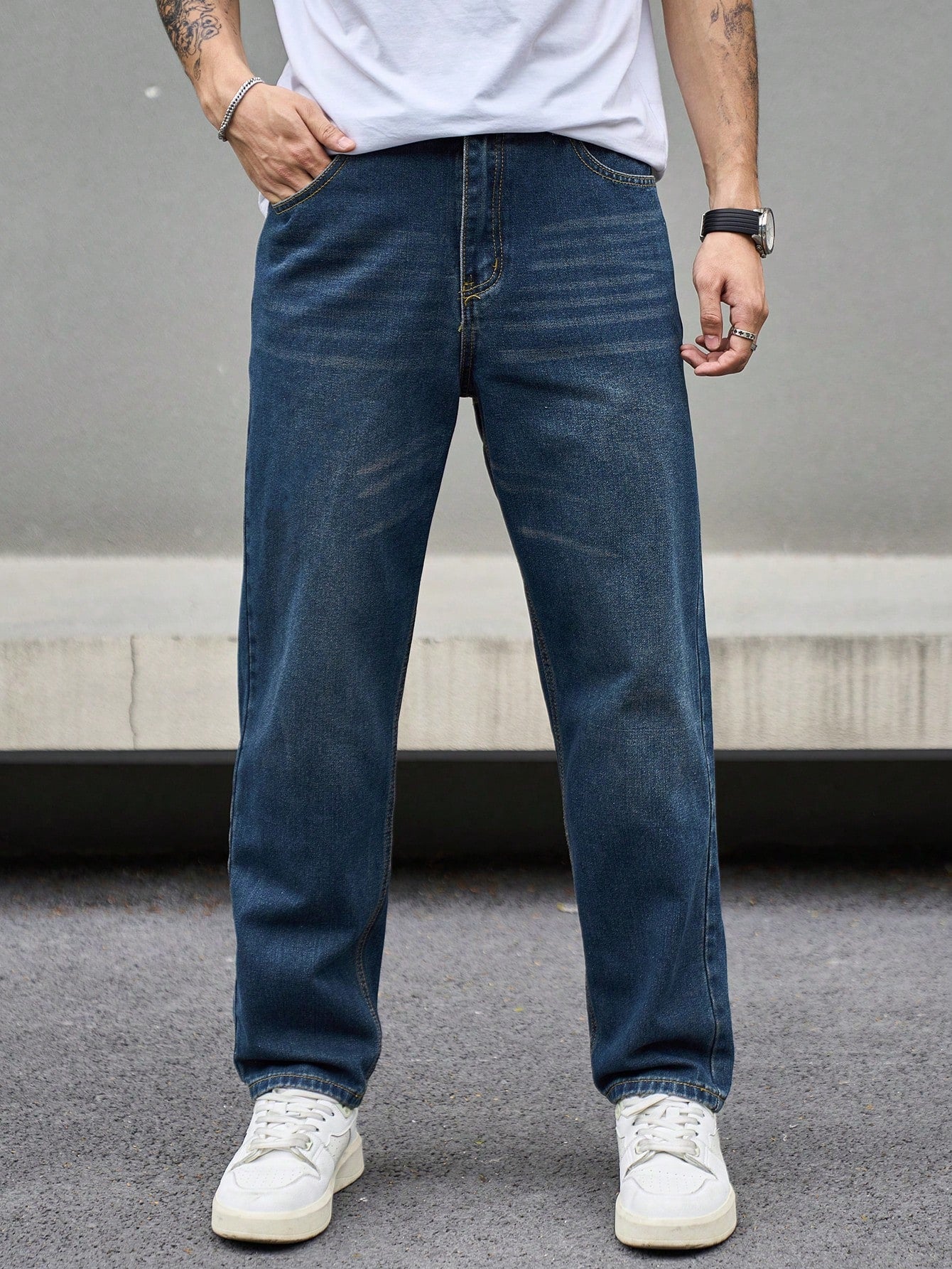 Fashionistaa Loose Fit Men Blue Baggy Jeans