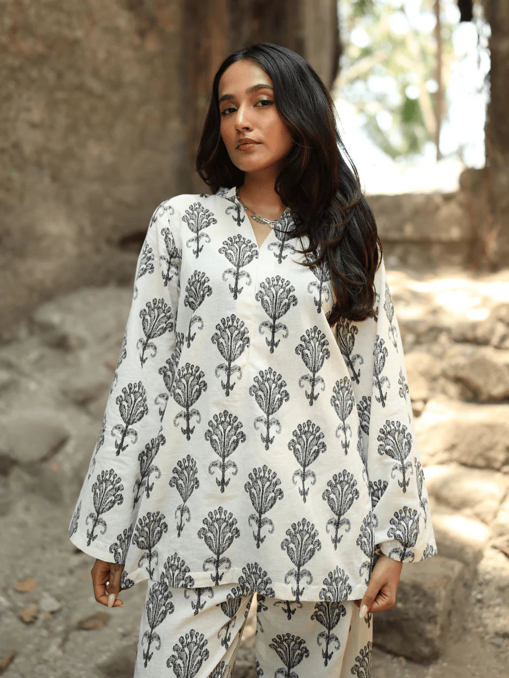 Printed Straight Kurti  CO-ORD Set