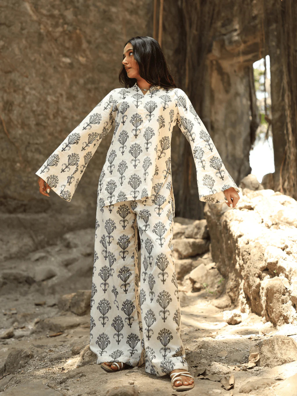 Printed Straight Kurti  CO-ORD Set