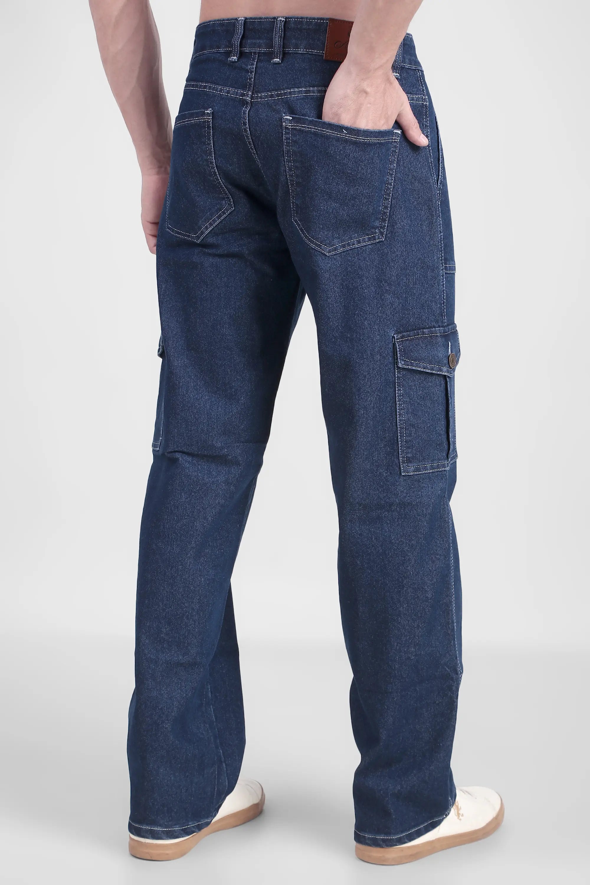 Fashionistaa  Men Baggy Dark Blue Cargo