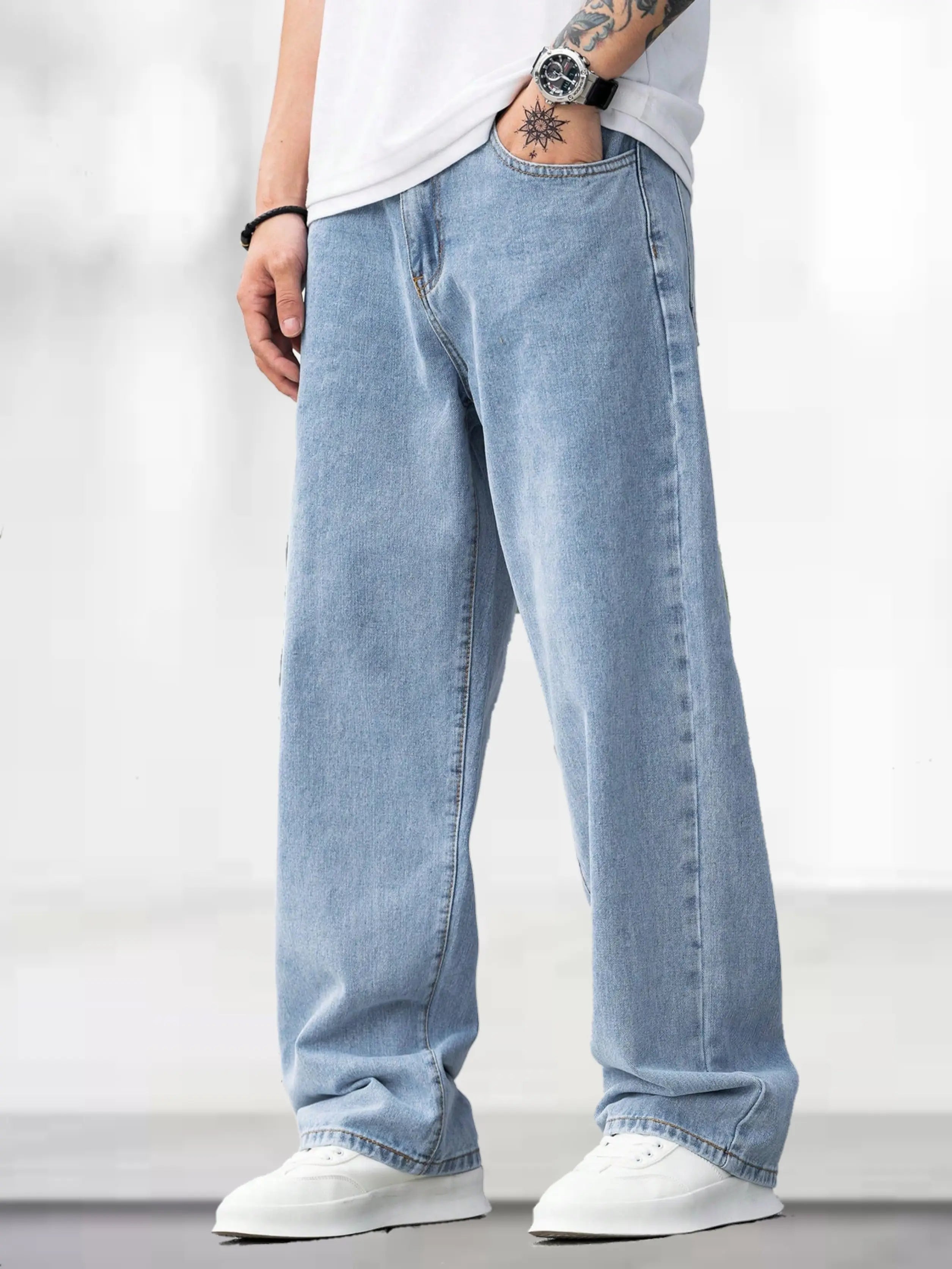 Fashionistaa  Loose Fit Men Light Blue Jeans