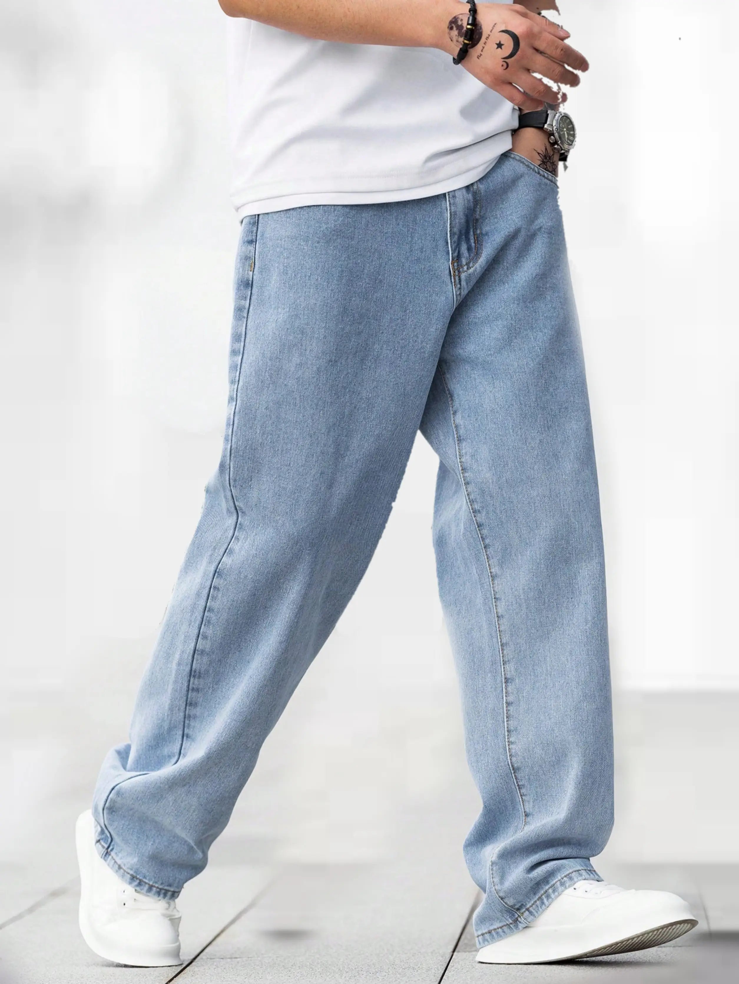 Fashionistaa Loose Fit Men Light Blue Jeans